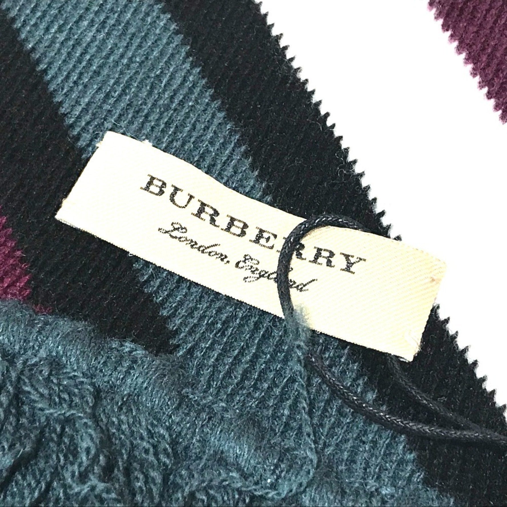 BURBERRY Striped Tri-tone Scarf Wool Cashmere Men's Women's Green x Multicolor