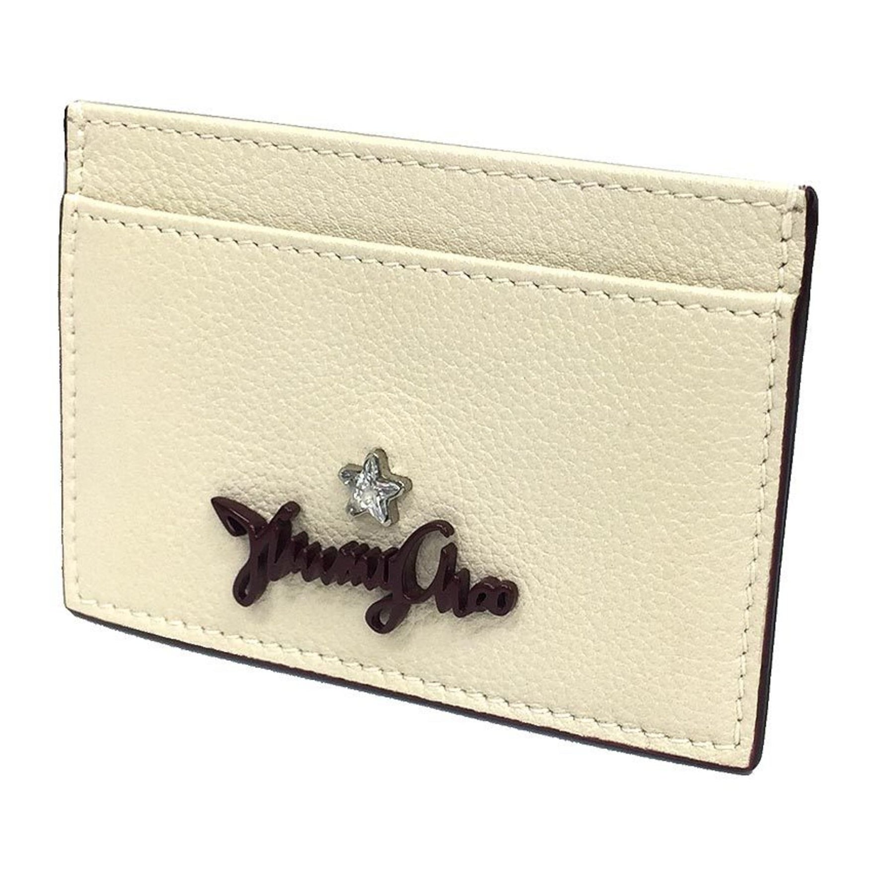 Jimmy Choo Leather Card Case ARIES Business Holder Pass LINEN Wallet