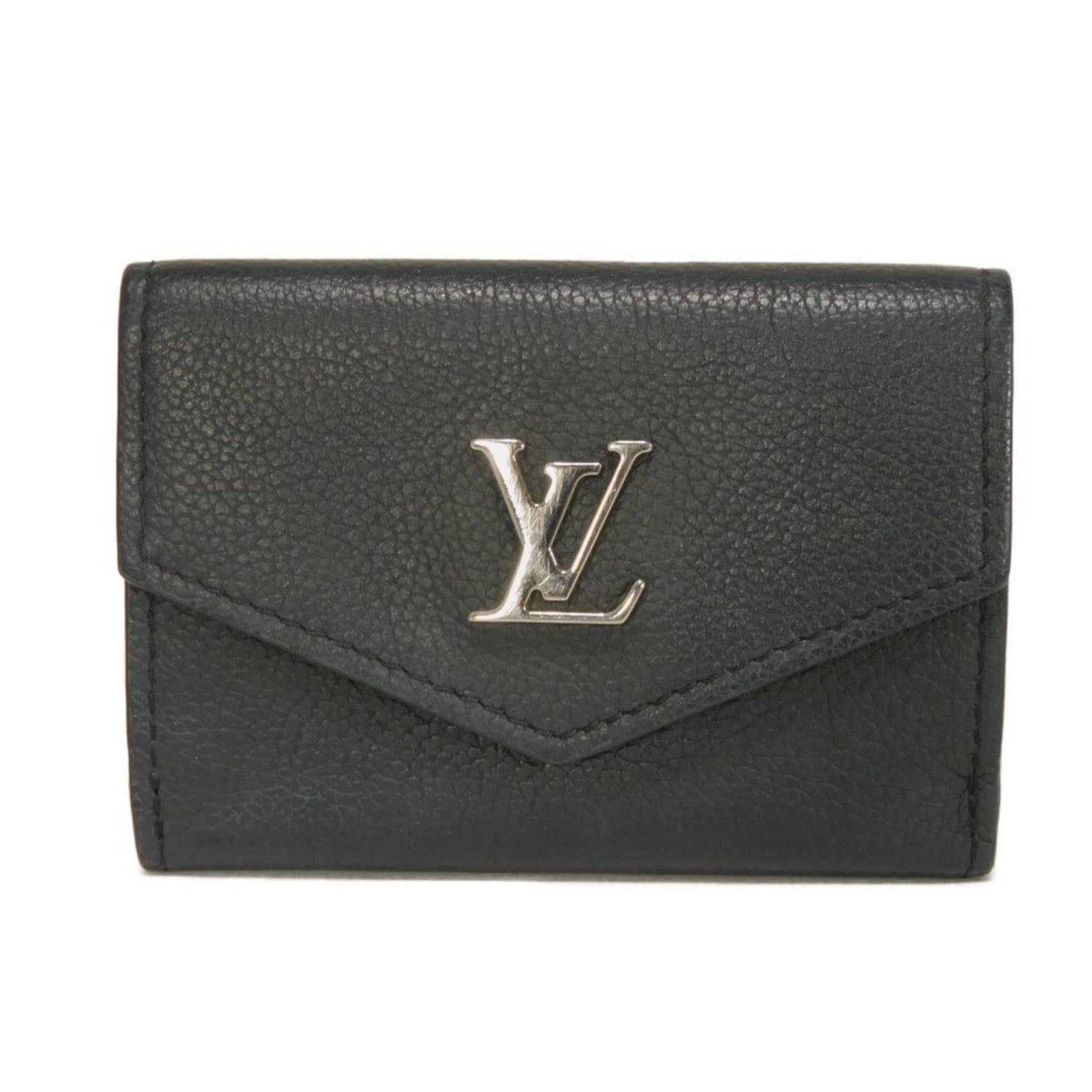 Louis Vuitton Portefeuille Rock Mini Tri-fold Wallet, Current Model, LV Signature Grained Calfskin, Black, Noir, Men's/Women's