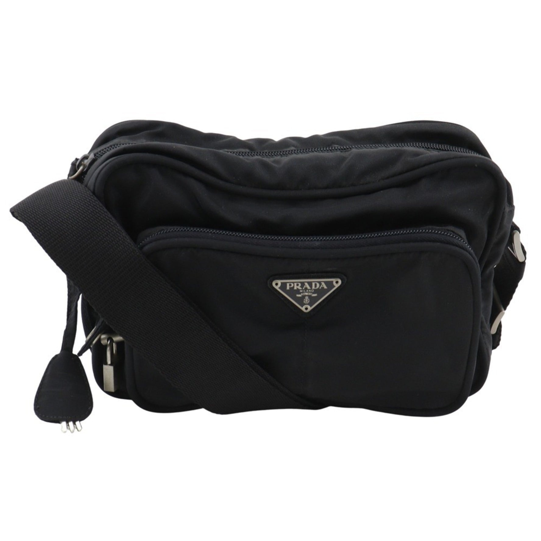 Prada Nylon Shoulder Bag, Black, Unisex