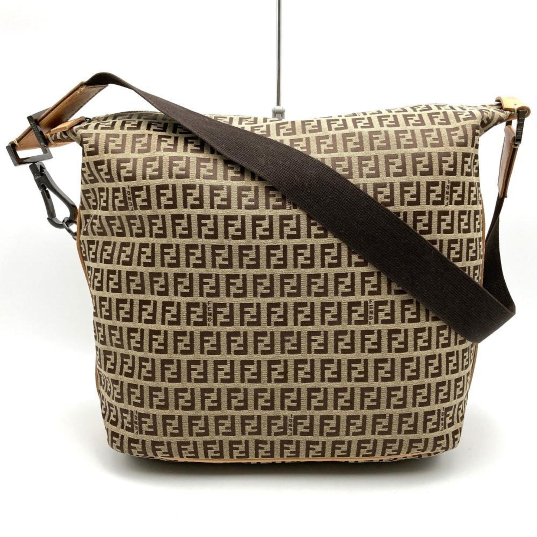 FENDI Zucchino Canvas Shoulder Bag