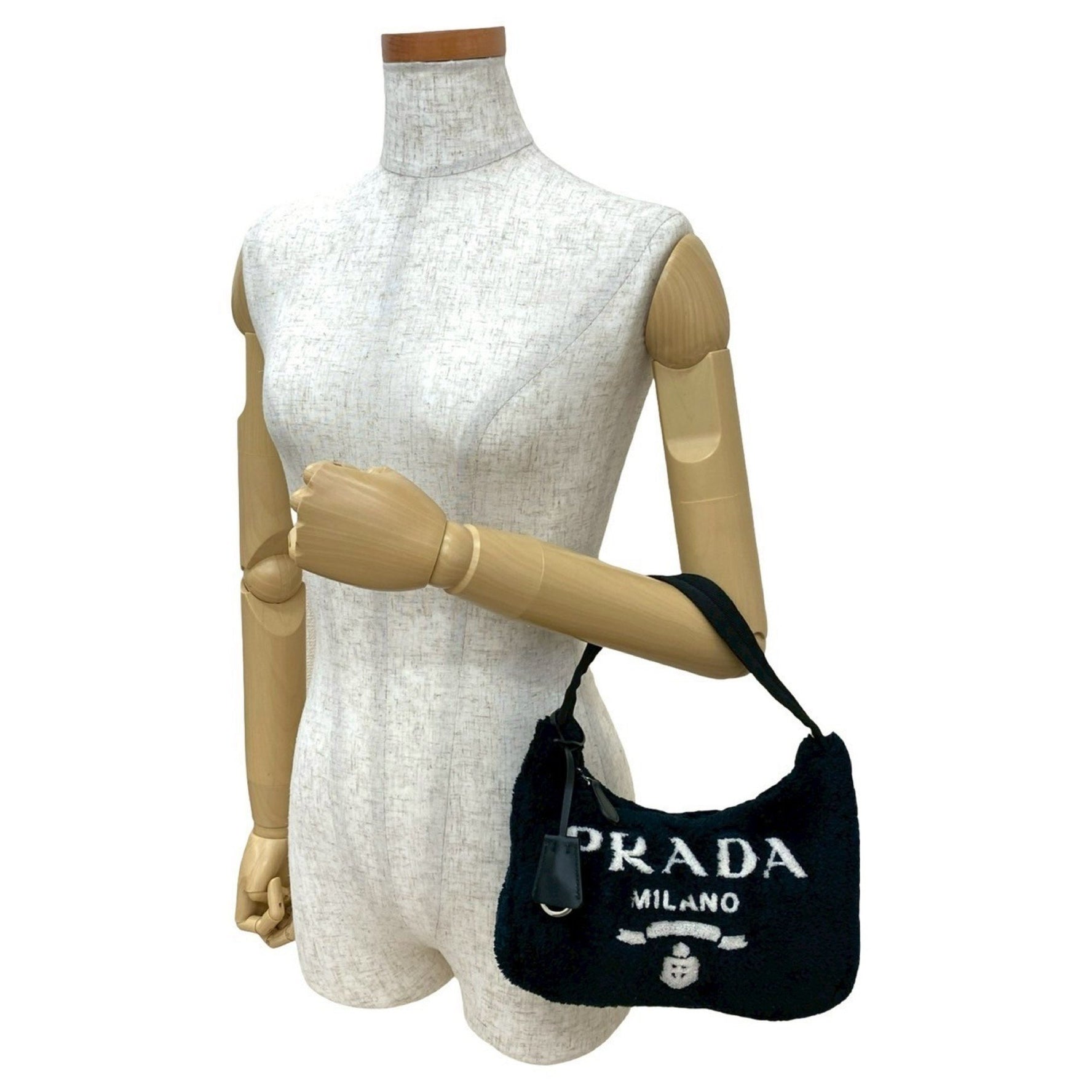 PRADA Terry Mini Re-Edition Triangle Logo Hardware Pile Handbag One-Shoulder Bag Pouch