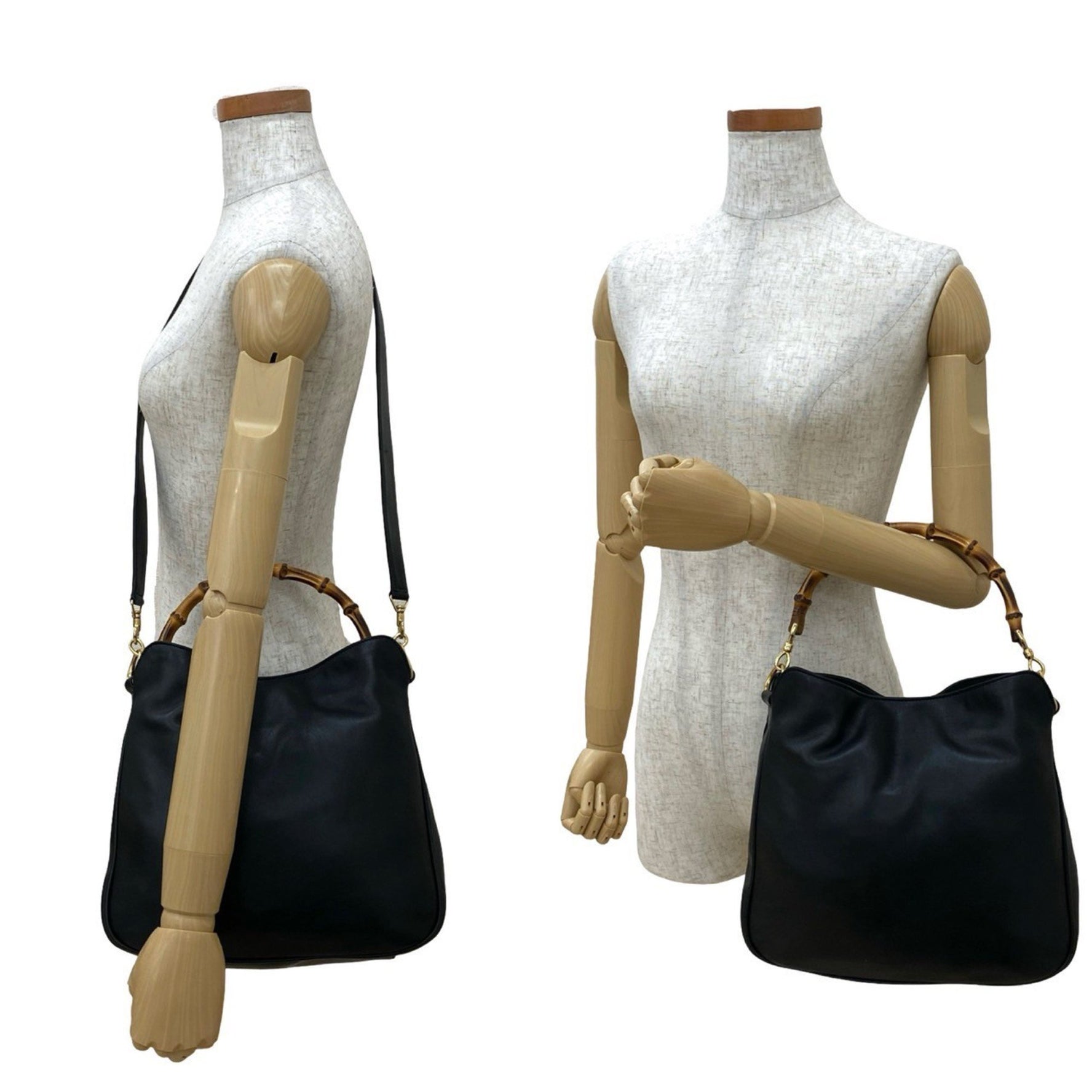 GUCCI Old Gucci Leather Genuine 2-Way Shoulder Bag, Handbag, Mini Tote Black 835-1