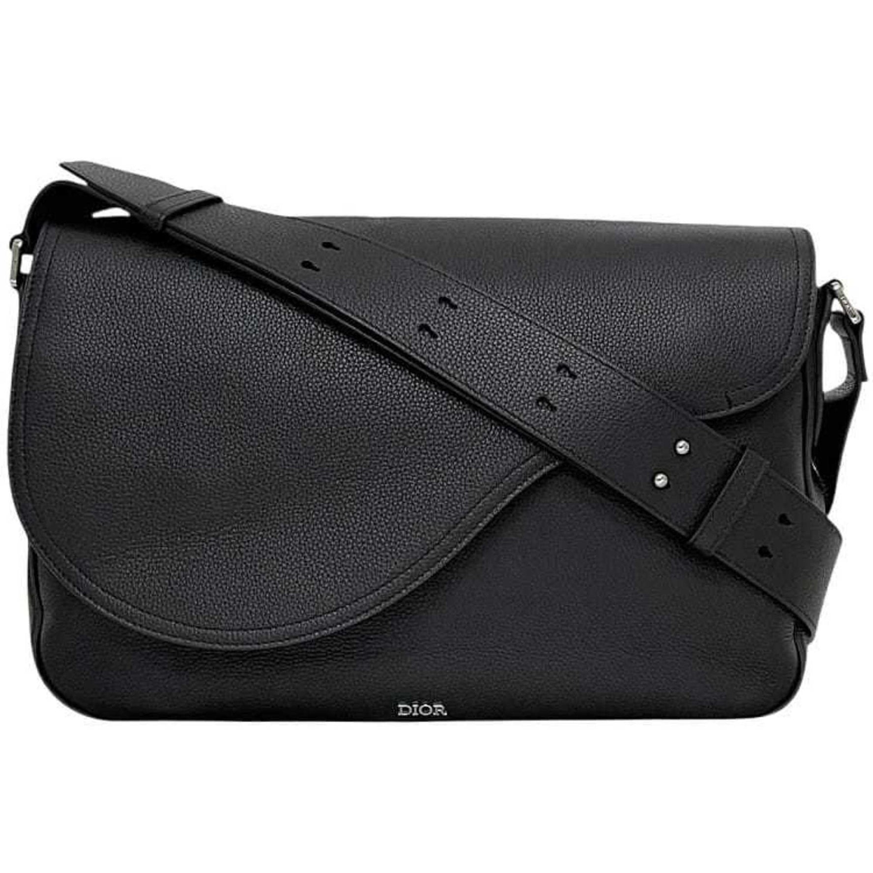 Christian Dior bag Homme Saddle Leather Shoulder Bag Flap Grained Crossbody