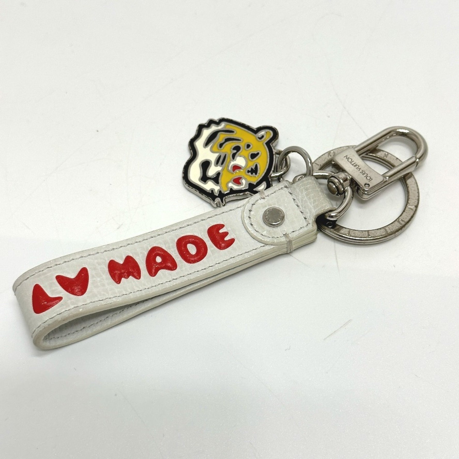 LOUIS VUITTON MP3225 NIGO Collaboration Dragonne LV MADE Strap Bag Charm Keychain Leather Men's White