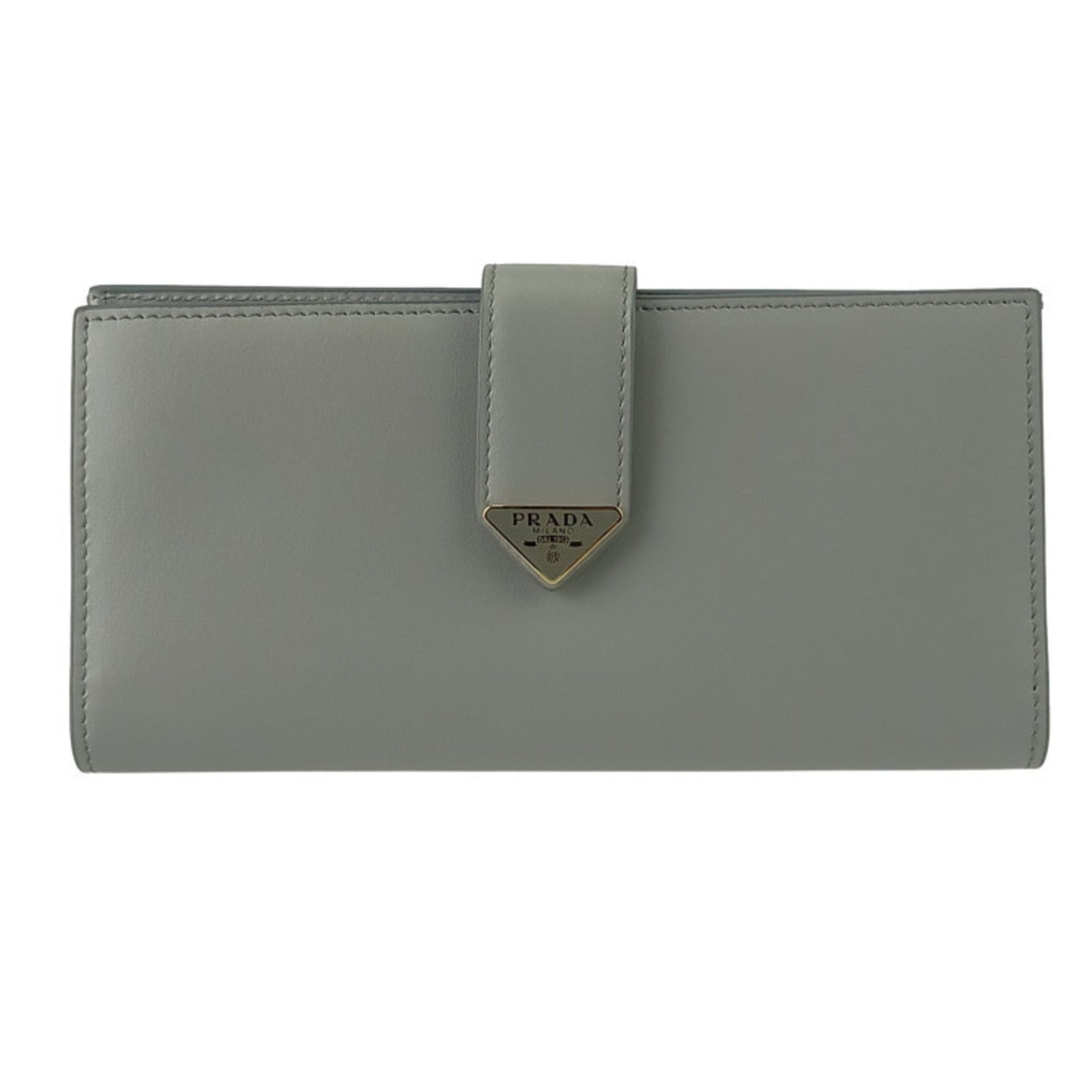 PRADA City Calfskin Tab Wallet Light Gray Leather Bifold Long