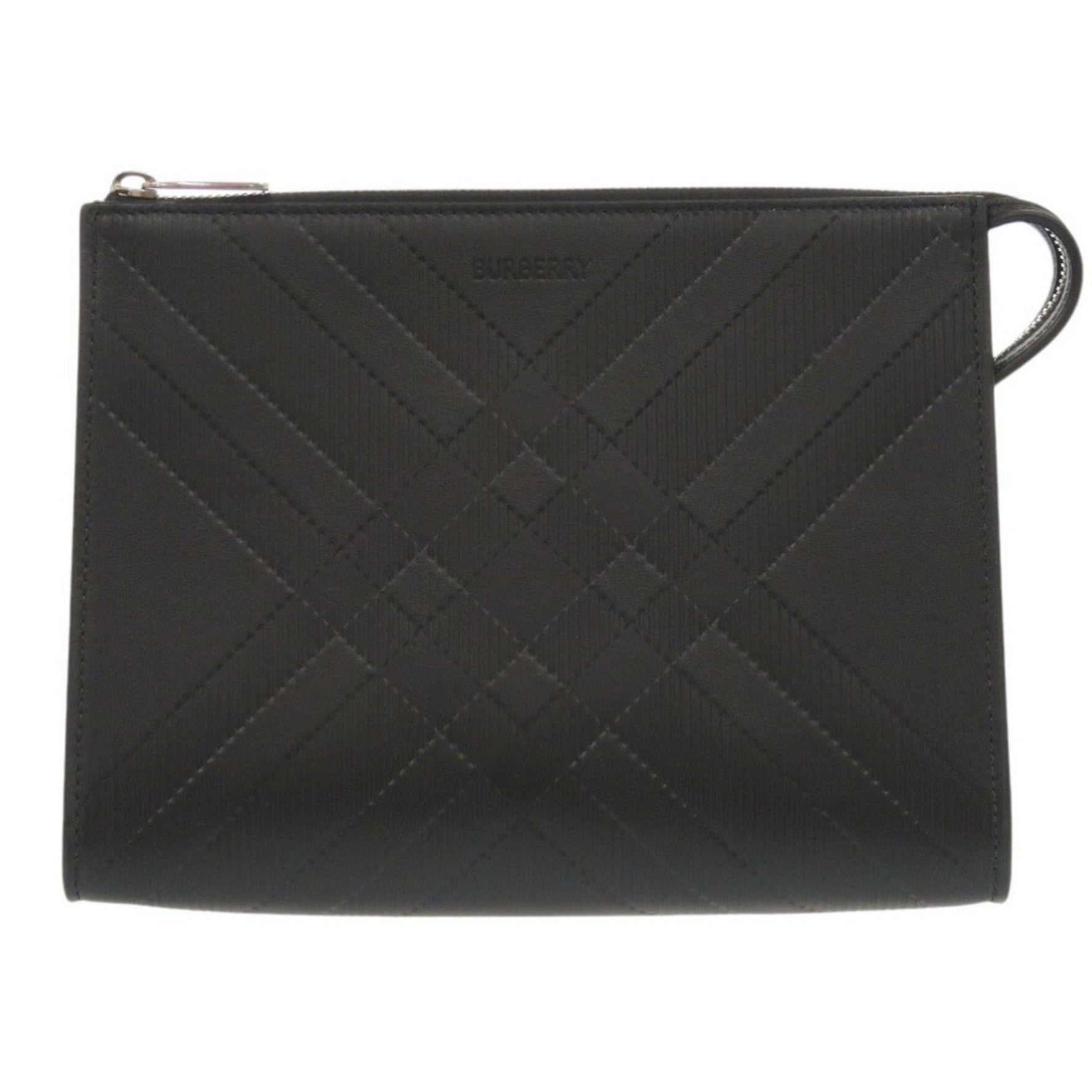 Unused Burberry Leather Black Pouch Clutch Bag 1093BURBERRY