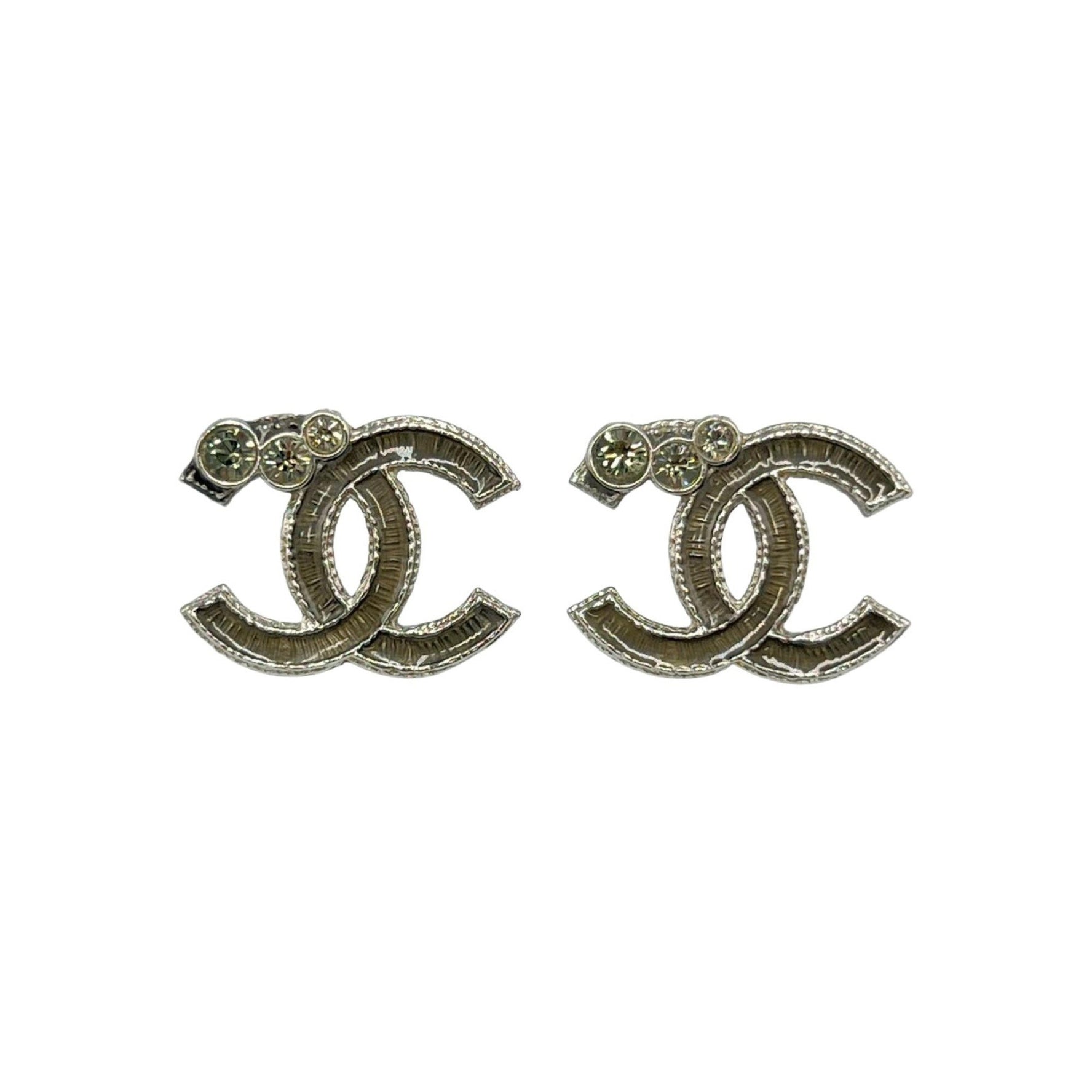 CHANEL Coco Mark Metal Earrings in Gray and Silver for Women