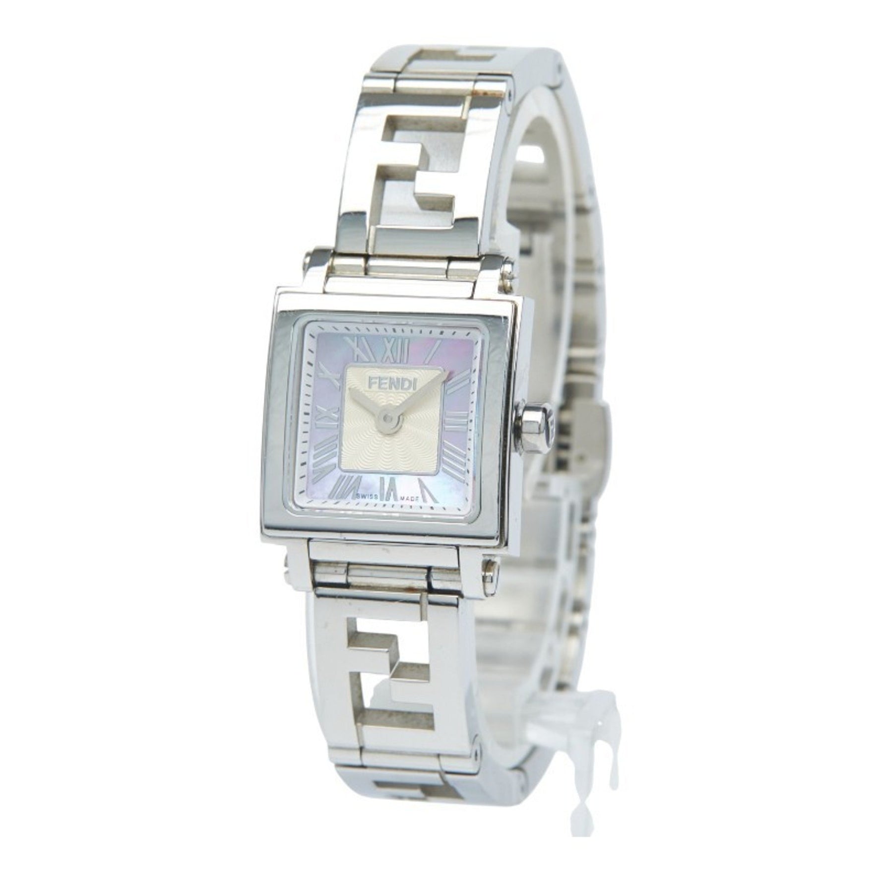 Fendi Quadromini Watch Quartz Purple Dial Stainless Steel