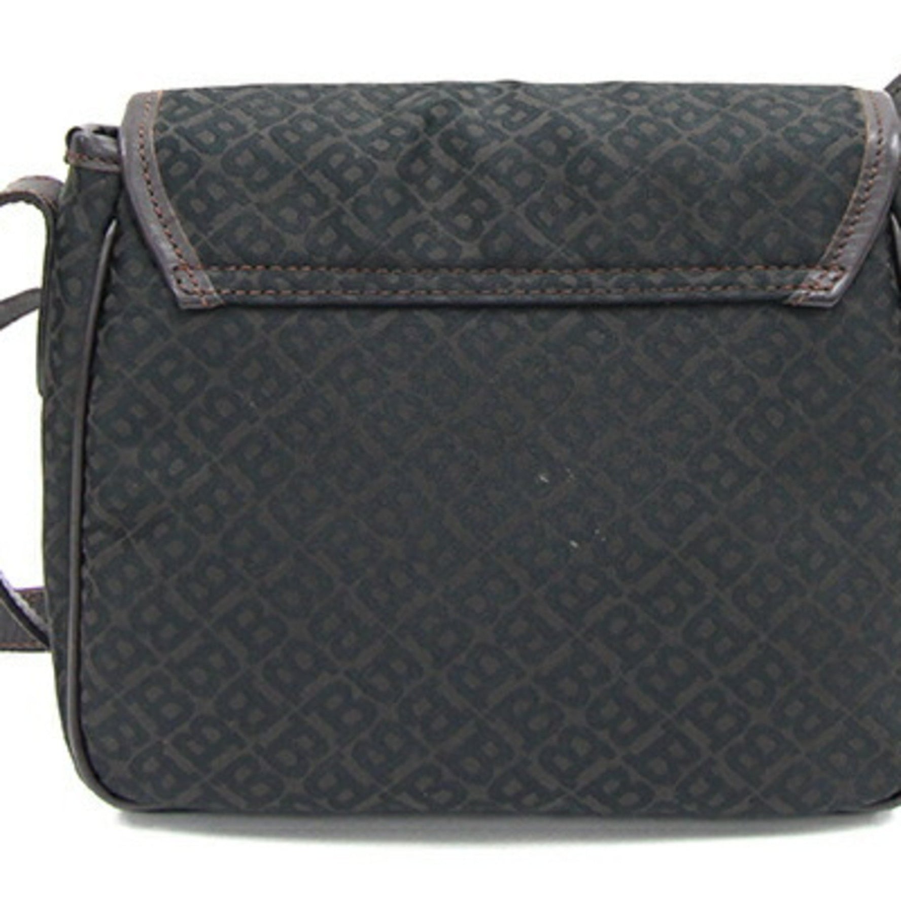 BALLY Shoulder Bag Black Dark Brown Nylon Canvas Leather Women's