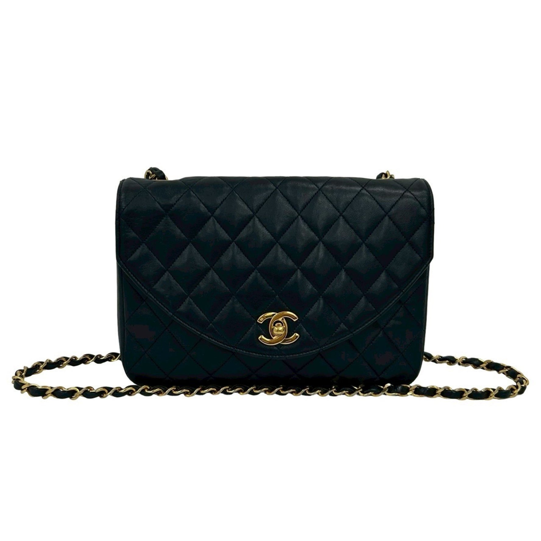 CHANEL Vintage Matelasse Coco Lambskin Leather Chain Shoulder Bag, 121-3