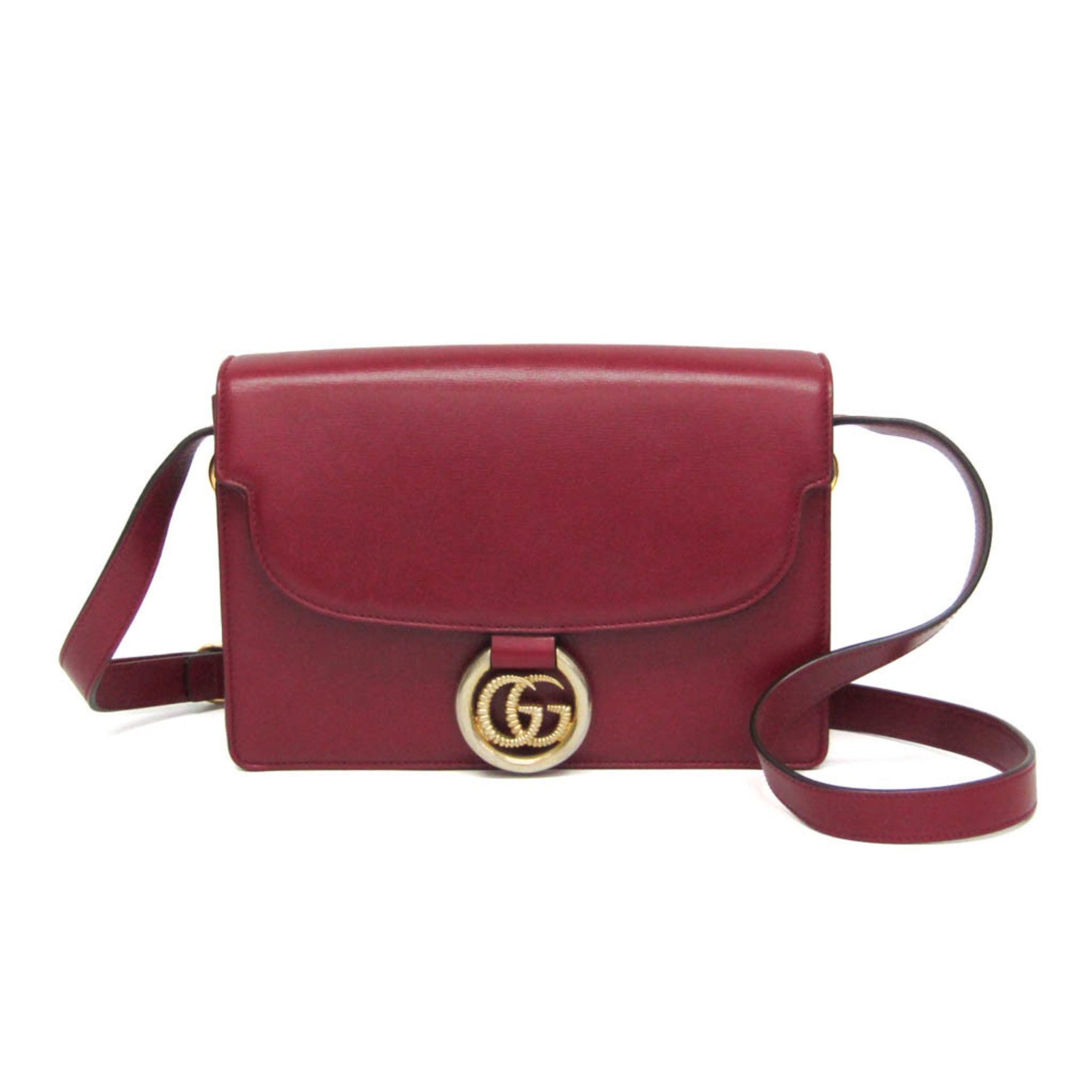 Gucci GG Marmont Double G Women's Leather Shoulder Bag Red Color