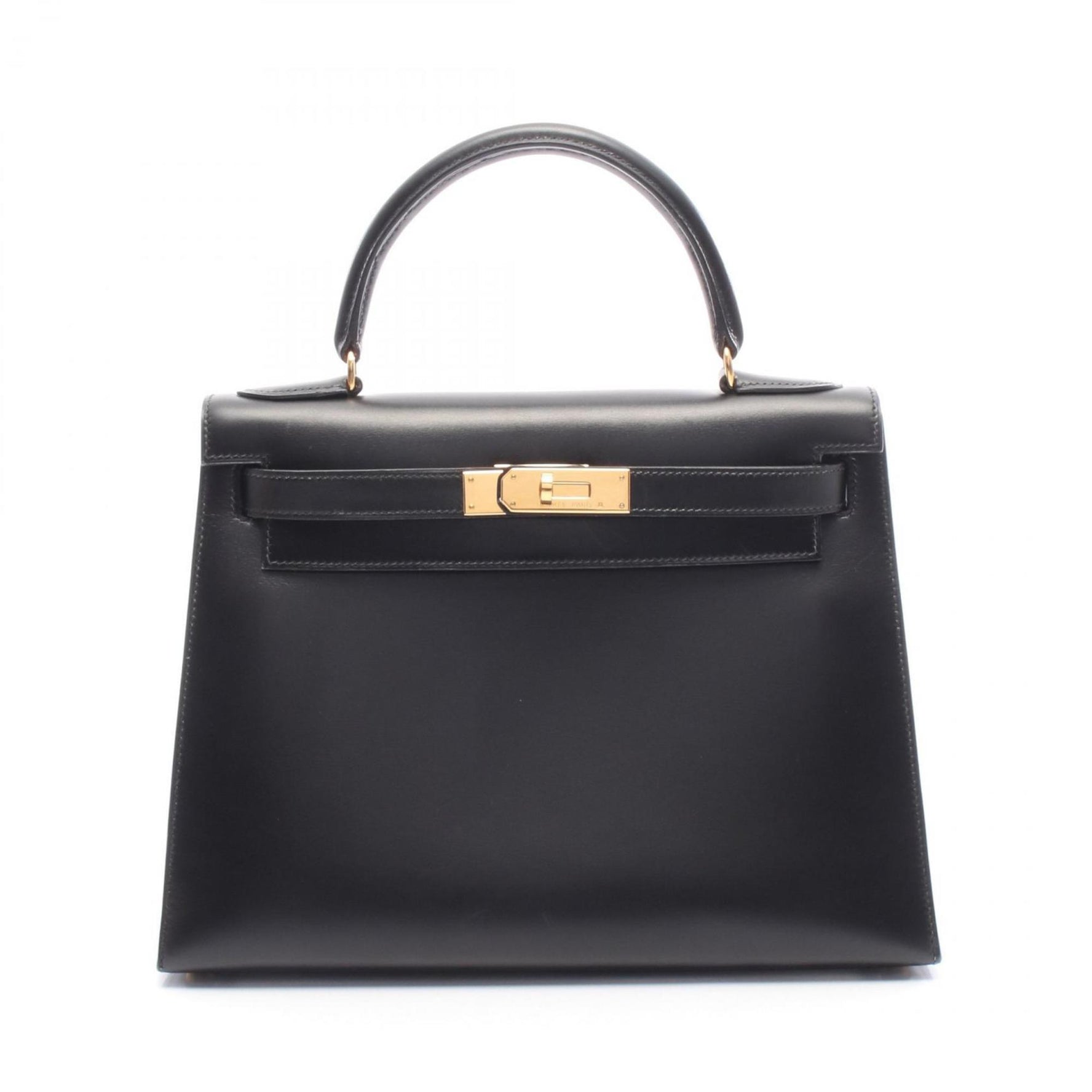 Hermes Hermès Kelly 28 handbag in calfskin box calf leather, black.
