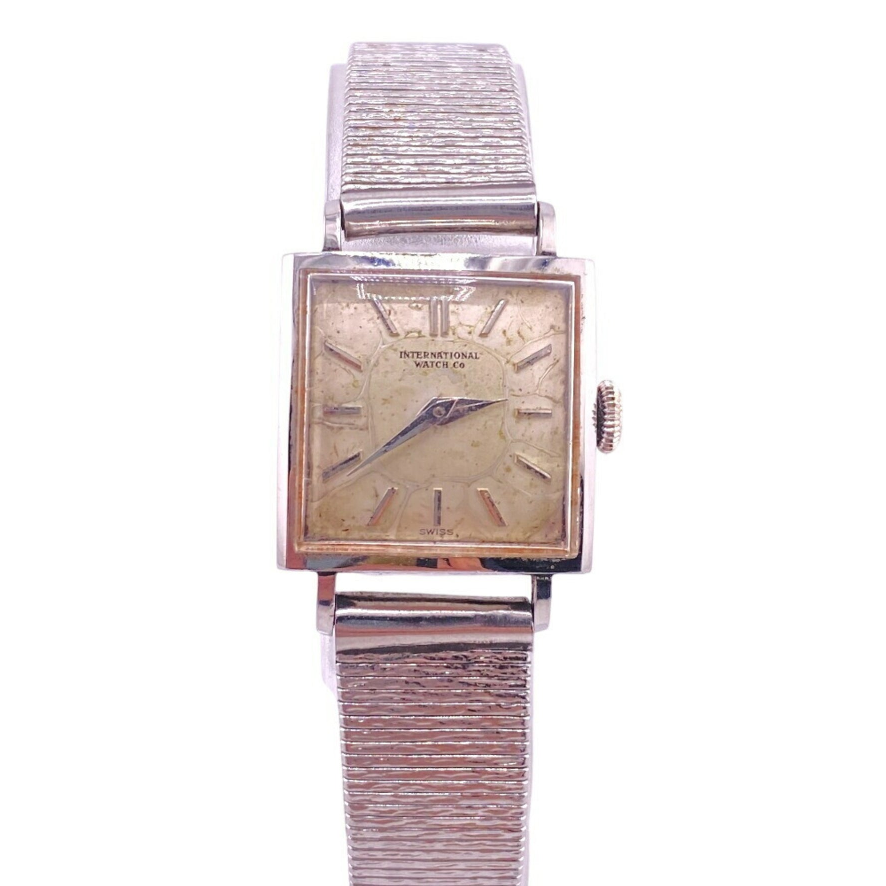 IWC Square International Watch Company Analog Digital Silver Ladies
