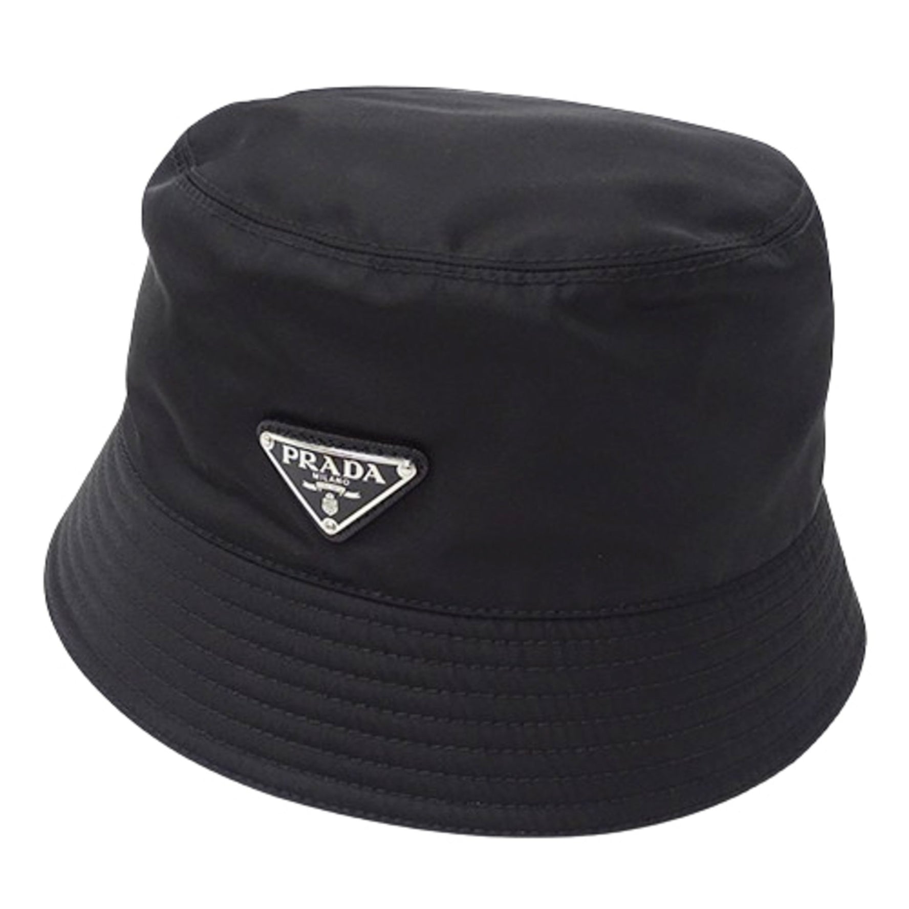 Prada Hat, Men's & Nylon Bucket XL, with Triangle Logo Plate