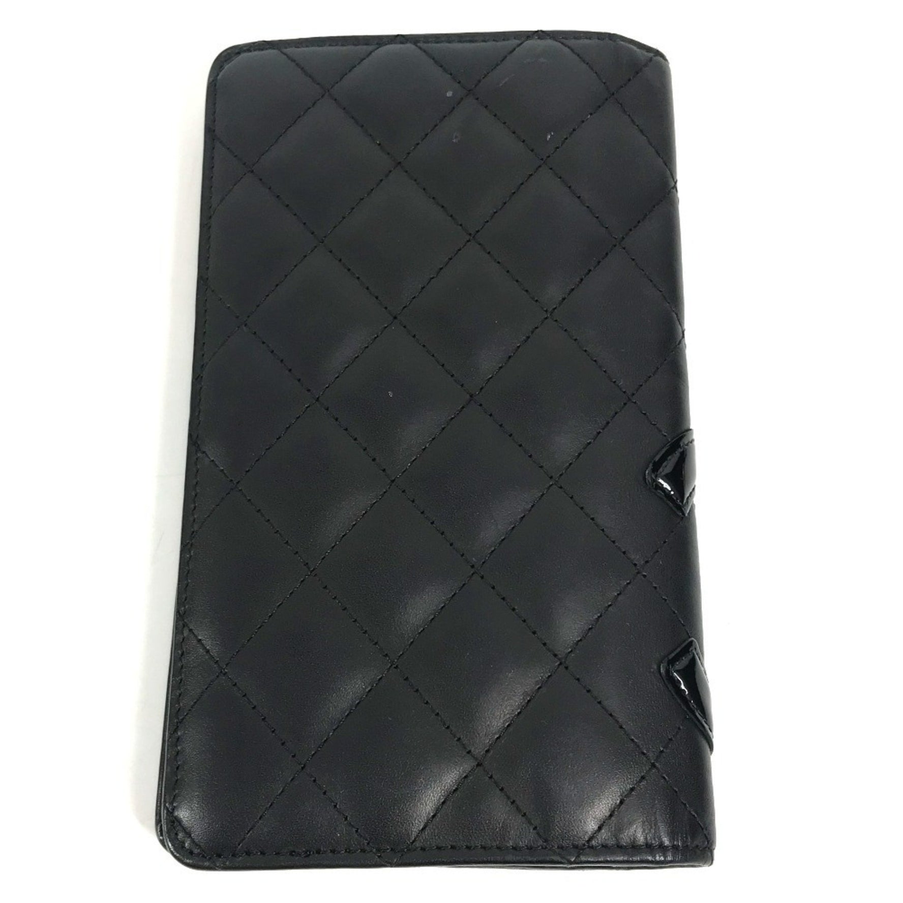 CHANEL Coco Mark CC Cambon Line Long Wallet Bi-fold Leather Women's Black