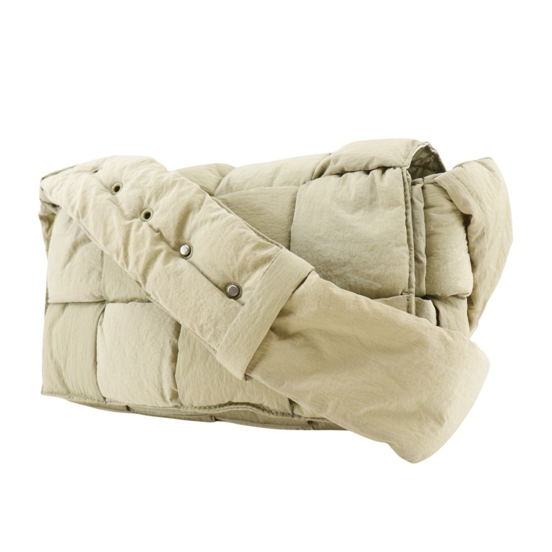 Bottega Veneta Padded Tech Cassette Shoulder Bag, Maxi Intrecciato Nylon, Khaki Type, Cassette, Unisex
