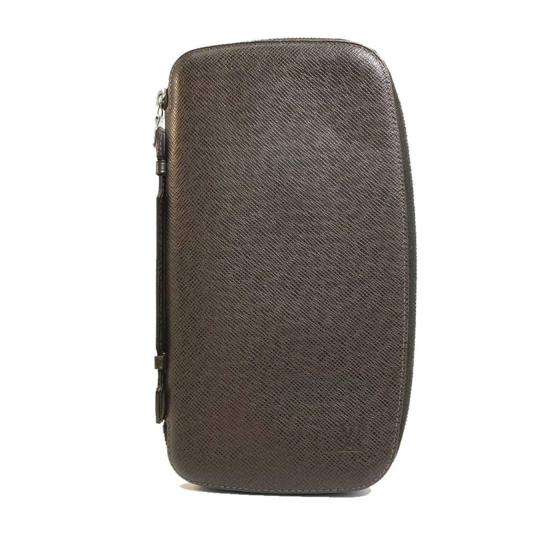 LOUIS VUITTON M30658 Taiga Organizer Atoll Zip-Around Travel Case in Leather, Men's Grizzly Dark Brown