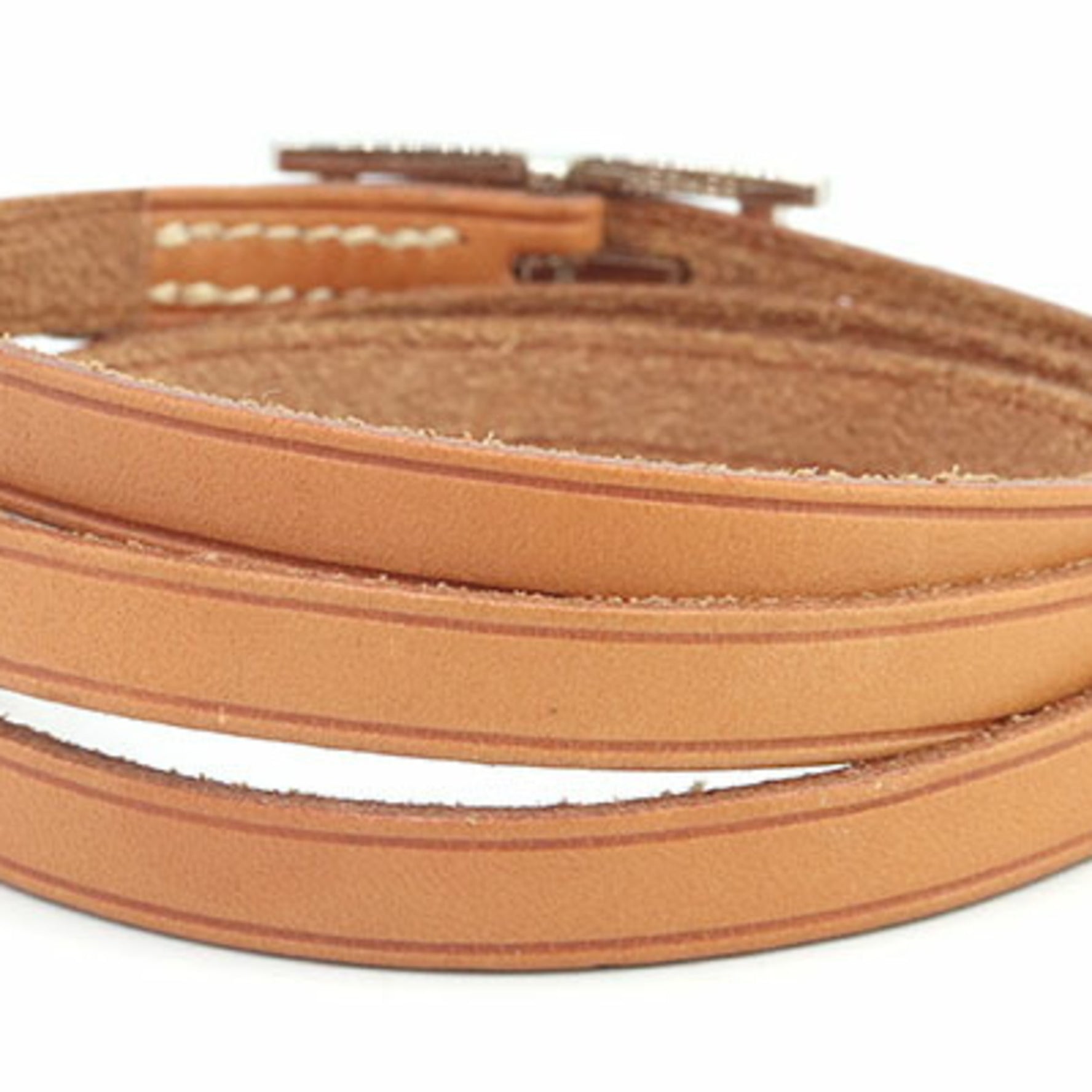 Hermes Bracelet API III Light Brown Leather 3 Bangle Women's Men's HERMES