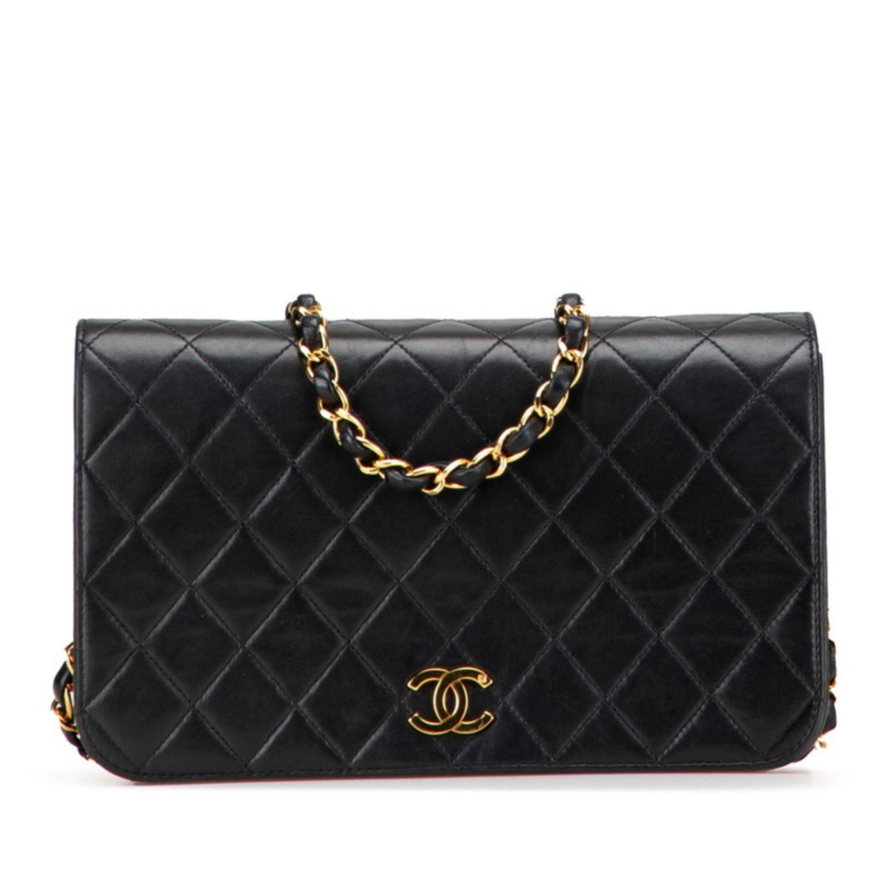 CHANEL Matelasse Coco Mark Full Flap Push Lock Chain Shoulder Bag in Lambskin