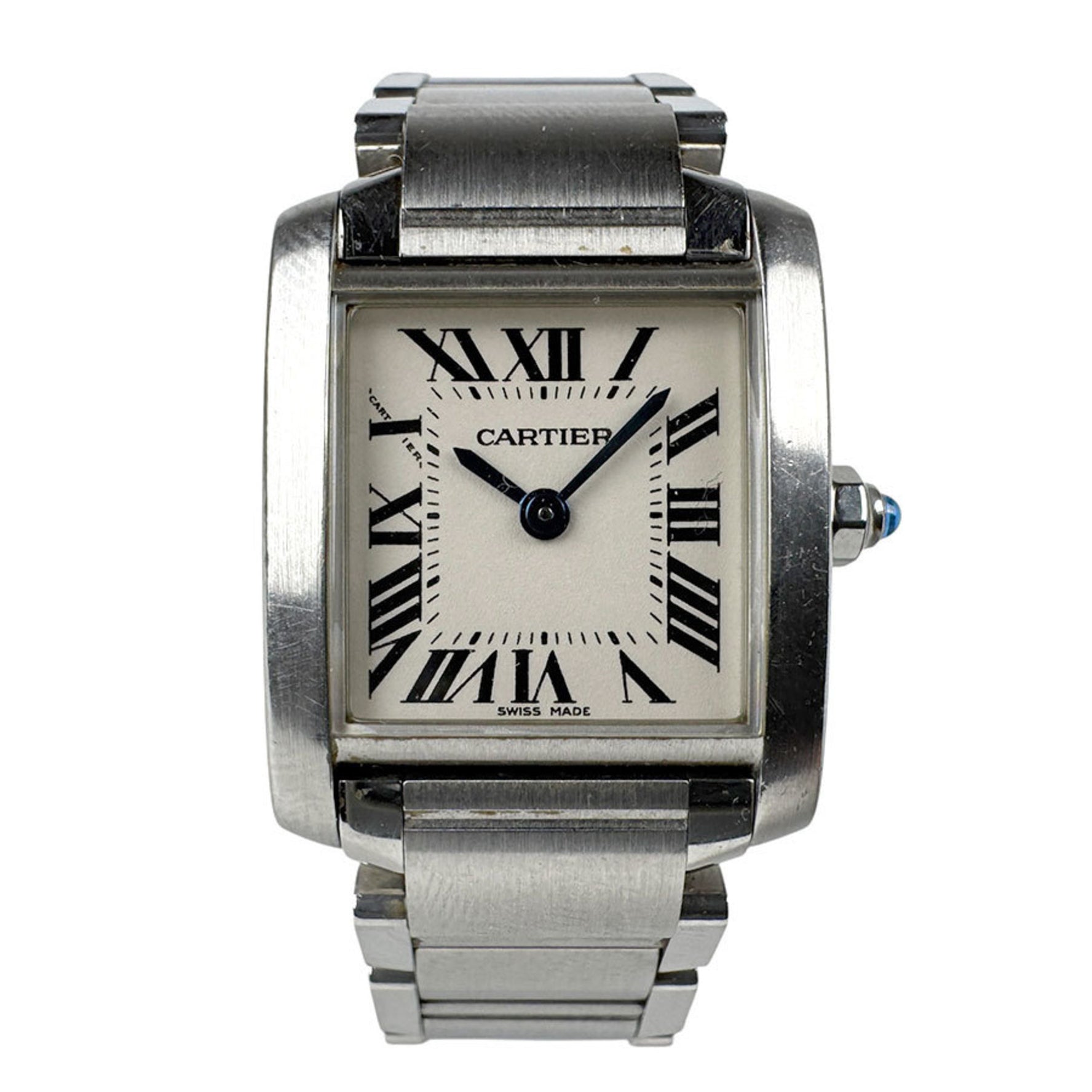 CARTIER Watch Tank Francaise SM Stainless Steel Silver x White Quartz