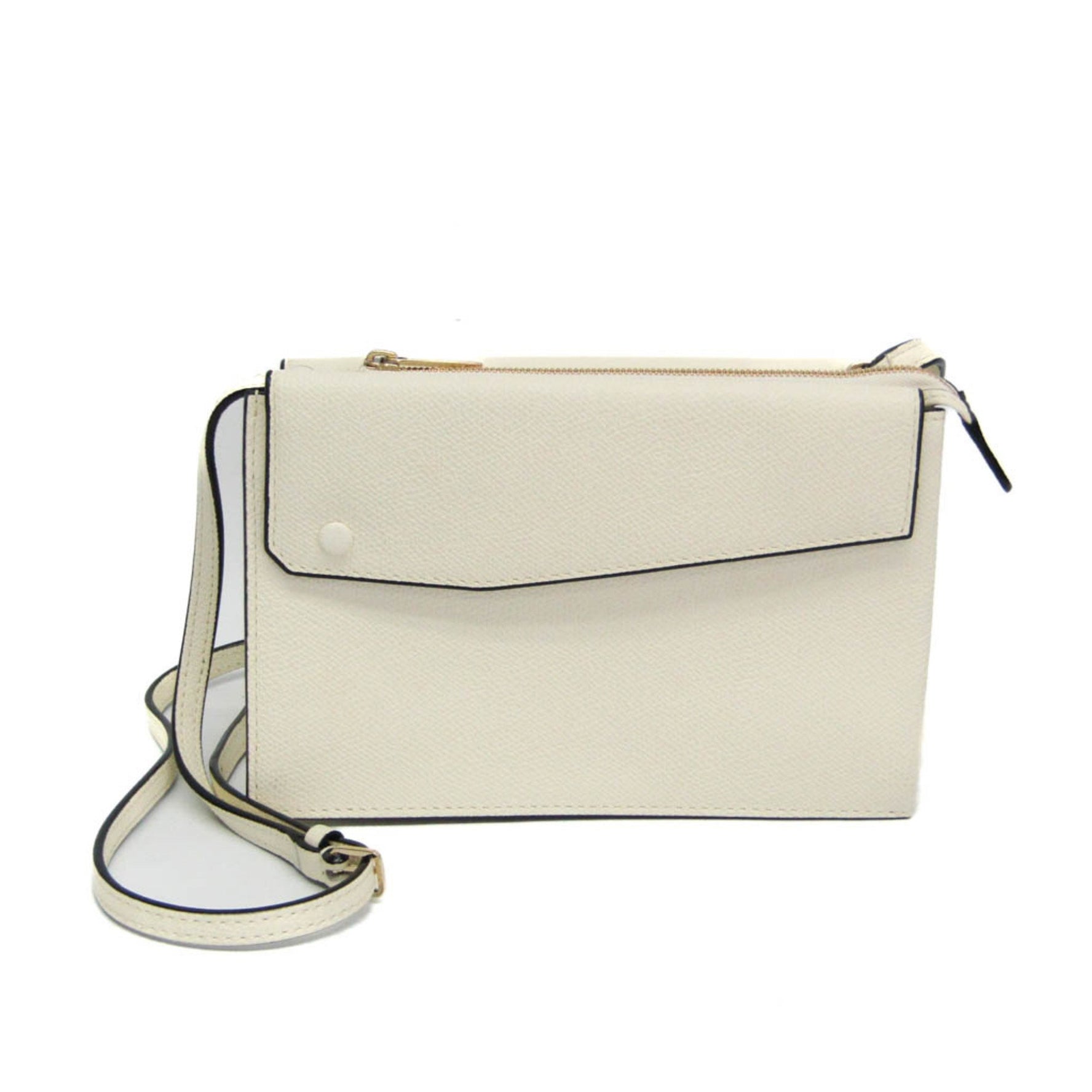 Valextra Pocket Messenger Women,Men Leather Shoulder Bag Off-white