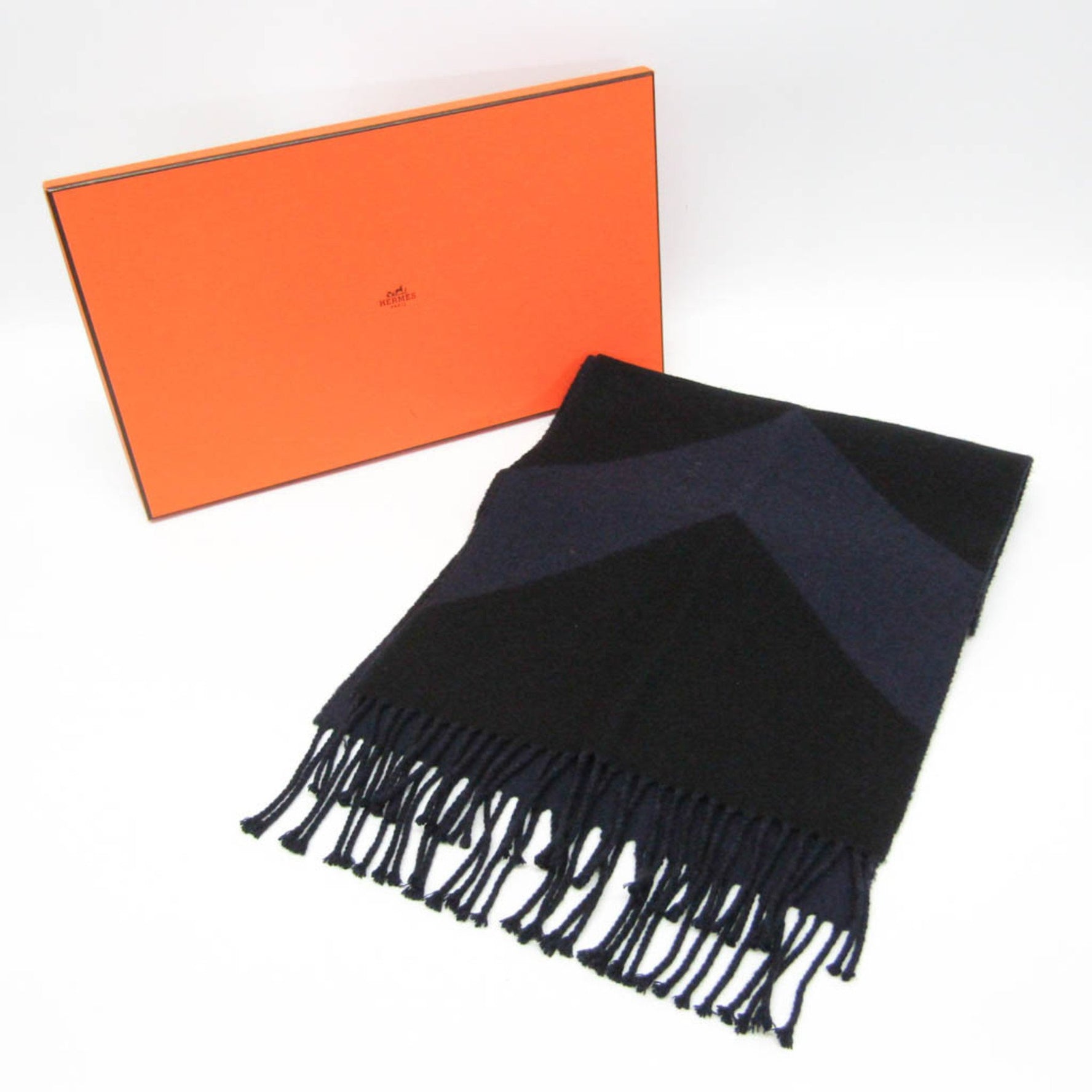 Hermes LOCAVAR Women,Men Cashmere Shawl Black,Navy