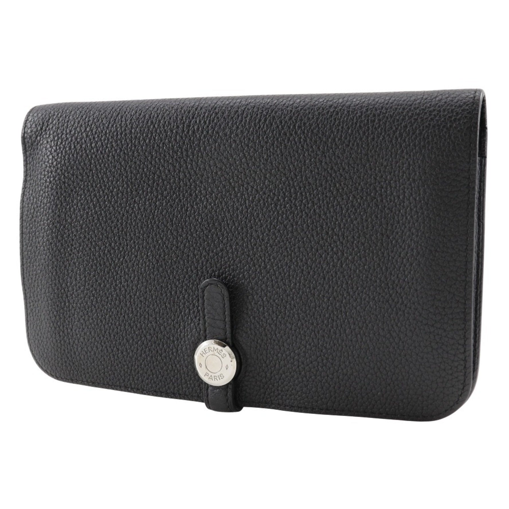 Hermes Dogon GM Long Wallet Togo 2014 Black □R Belt Clasp Unisex