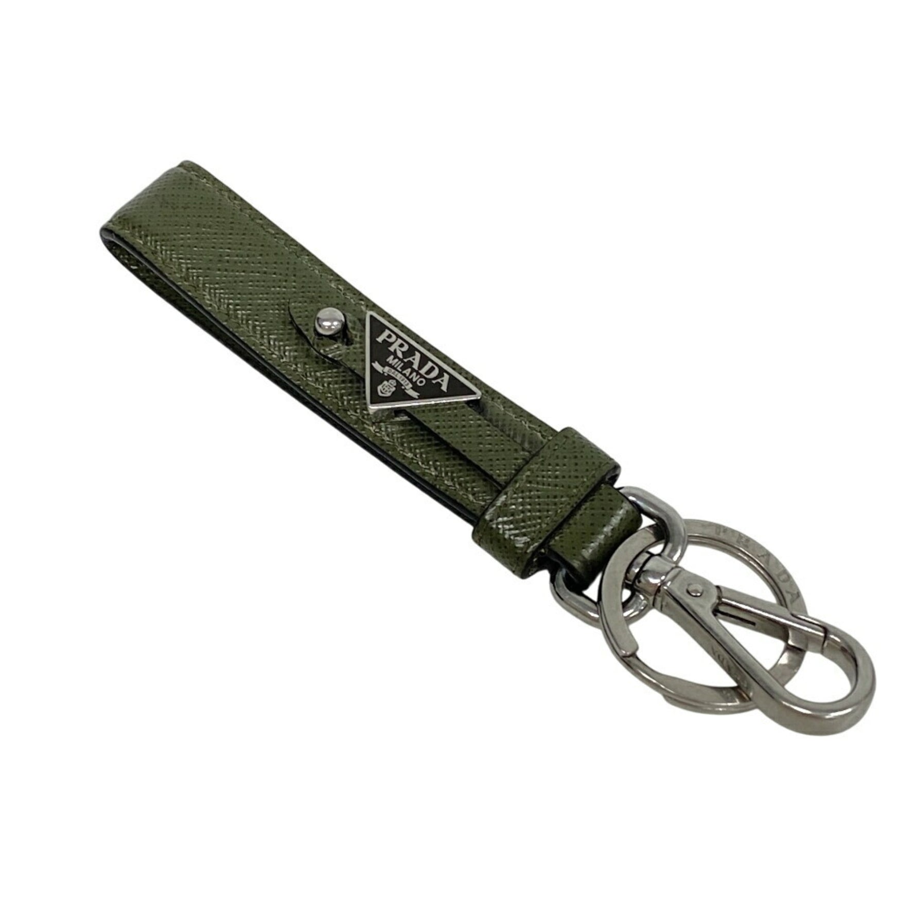 PRADA 2PP68T Saffiano Charm Keychain Bag Pouch Horse Khaki Green Women's Men's
