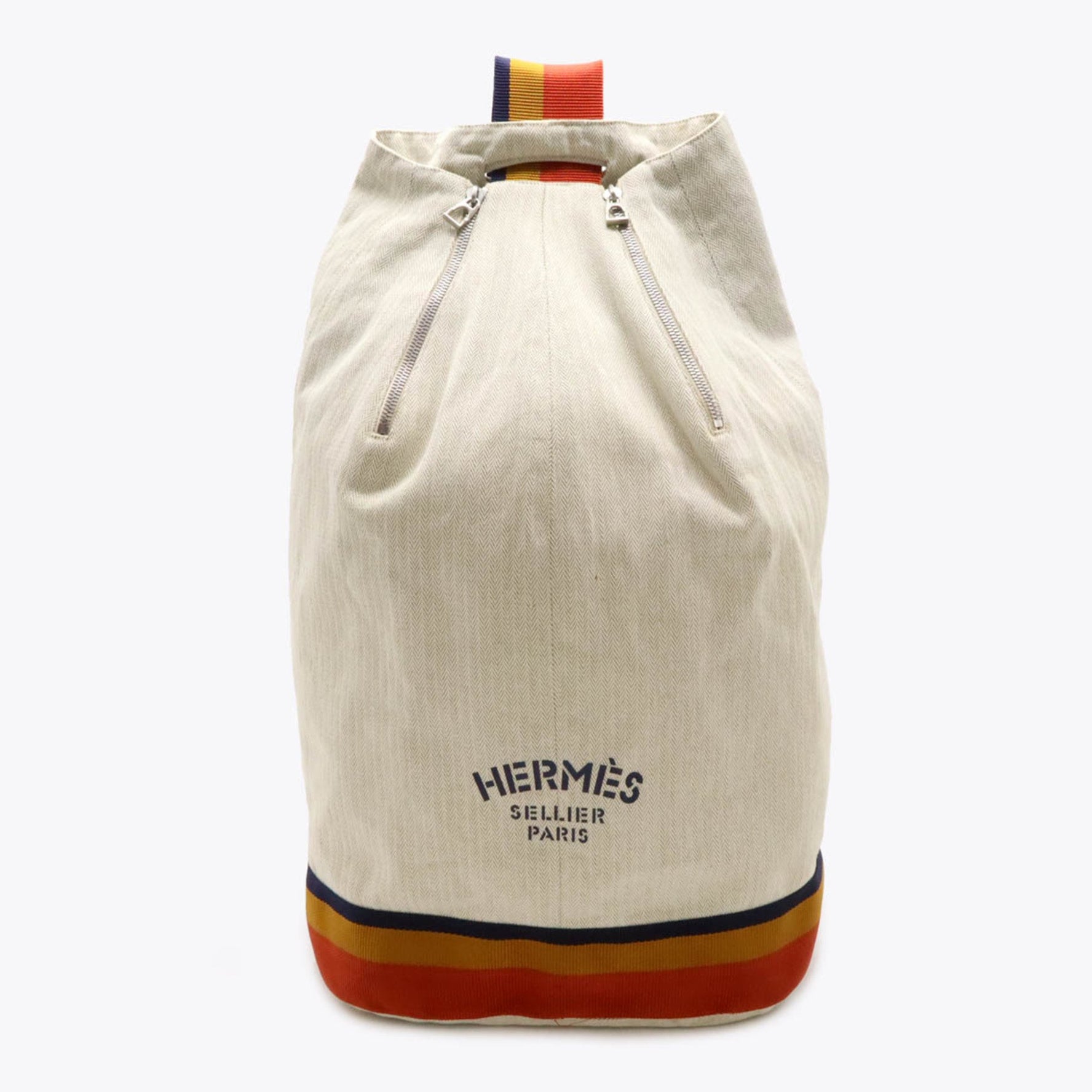 HERMES Cavalier shoulder bag, body canvas, natural, orange, yellow, navy