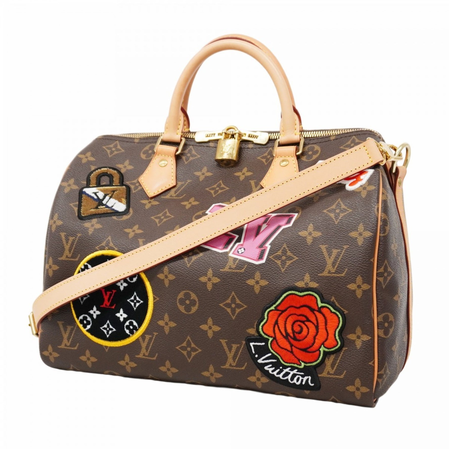 Louis Vuitton Monogram Patches Handbag LV Stories Speedy Bandouliere 30 Bag