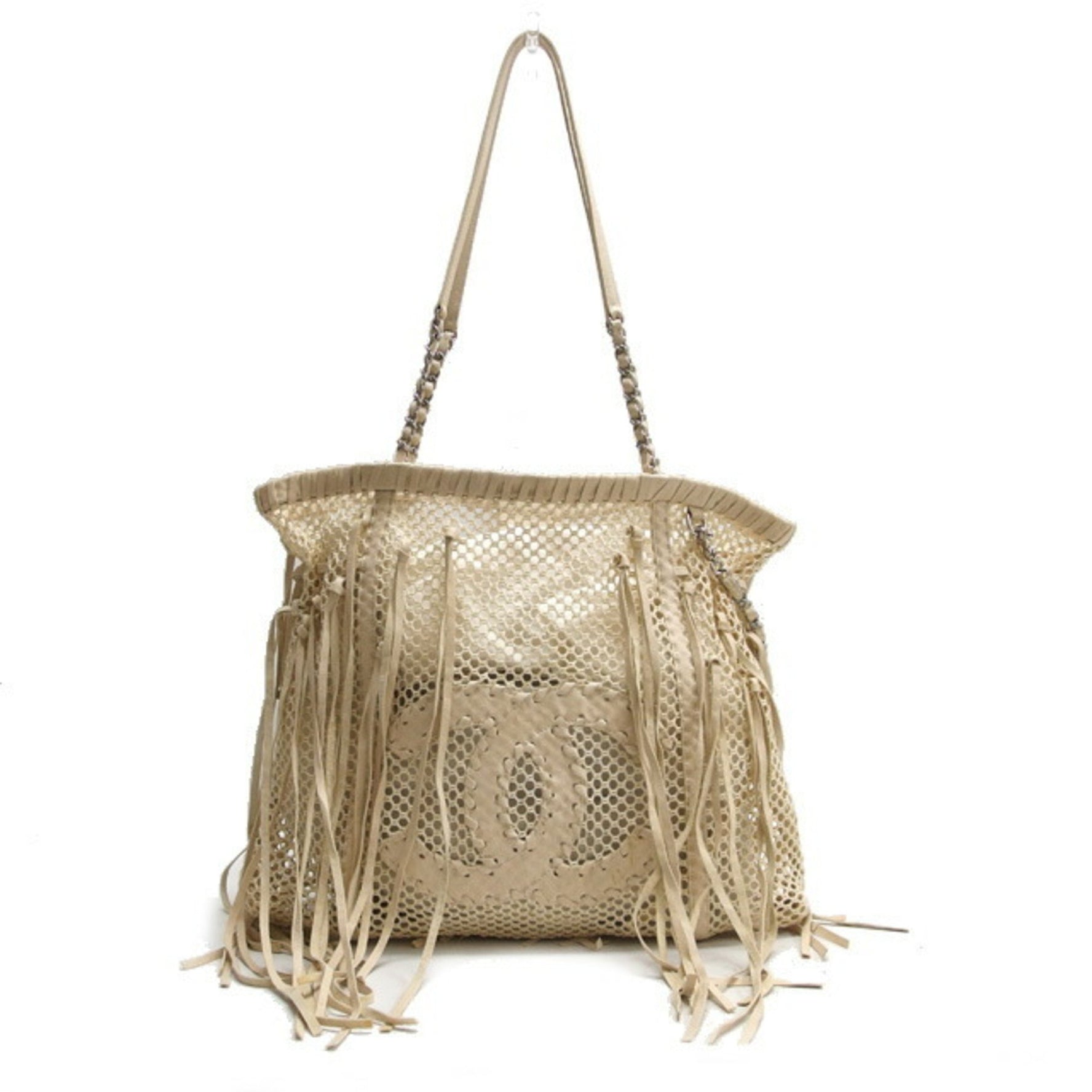 Chanel mesh tote bag in ivory and beige