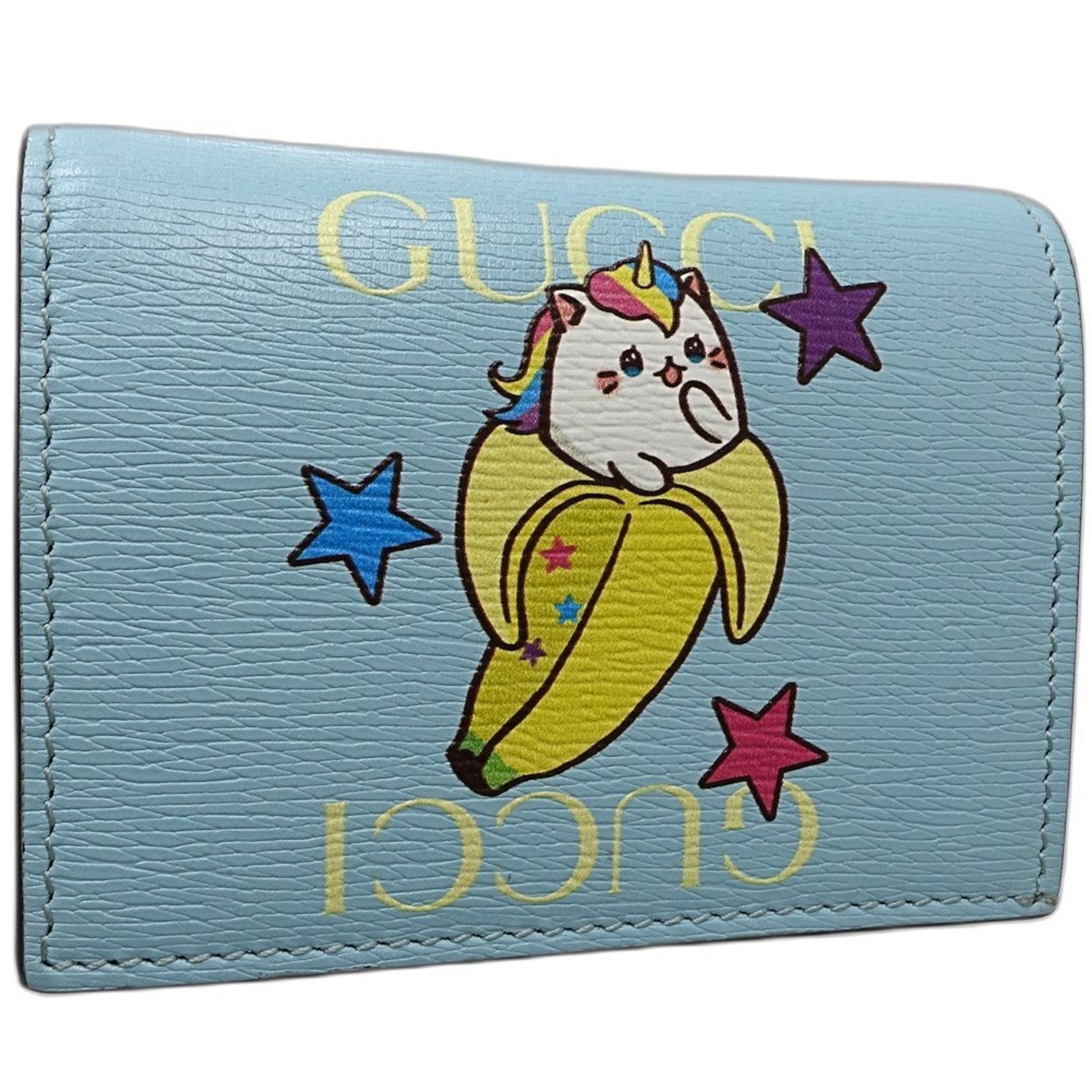 GUCCI Bi-fold Wallet Compact Rainbow & Star Bananya Soho Leather