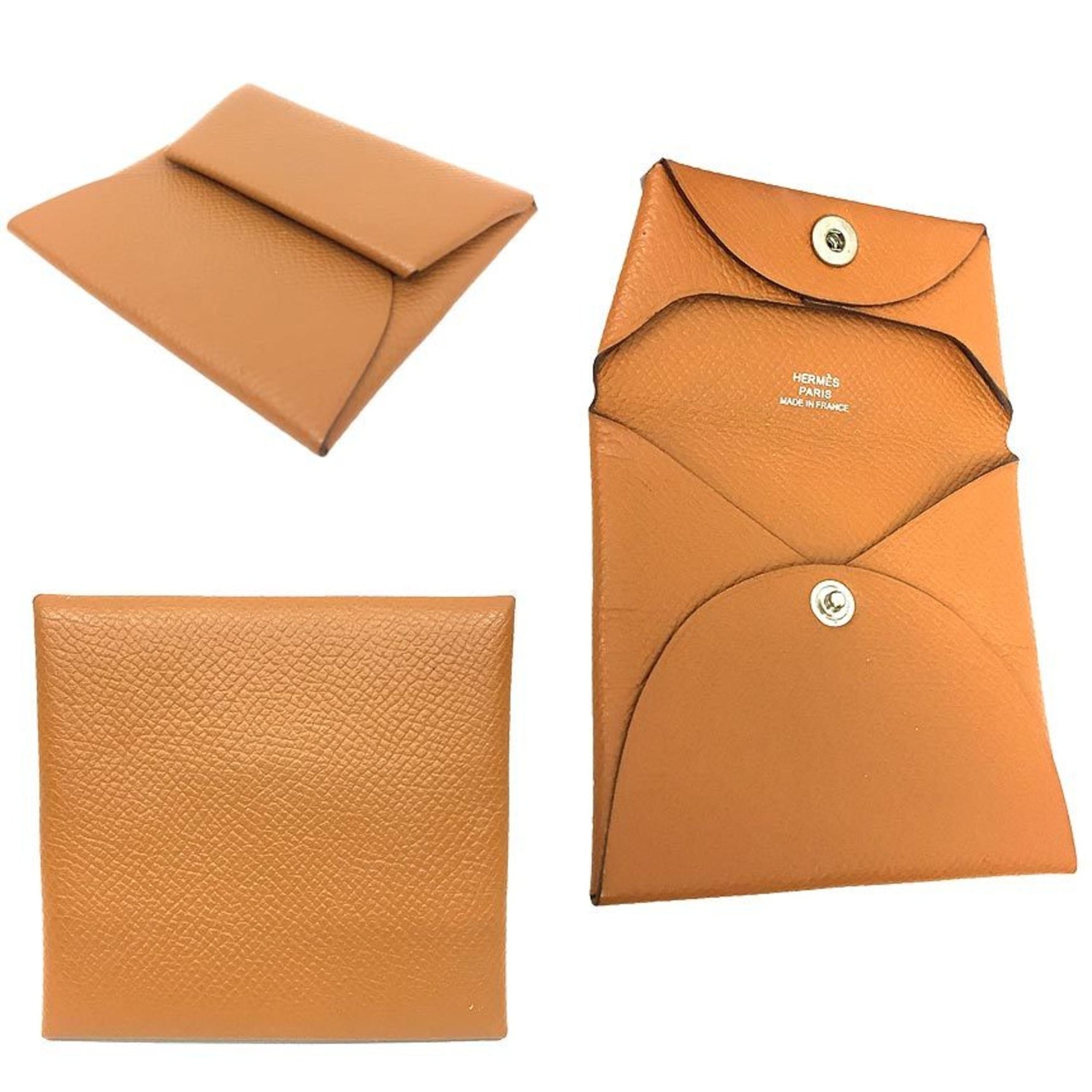 Hermes Hermès Bastia Coin Case, Porte-Monnaie Bastia, Gold, Brown, Epsom Leather, C Stamp, Wallet