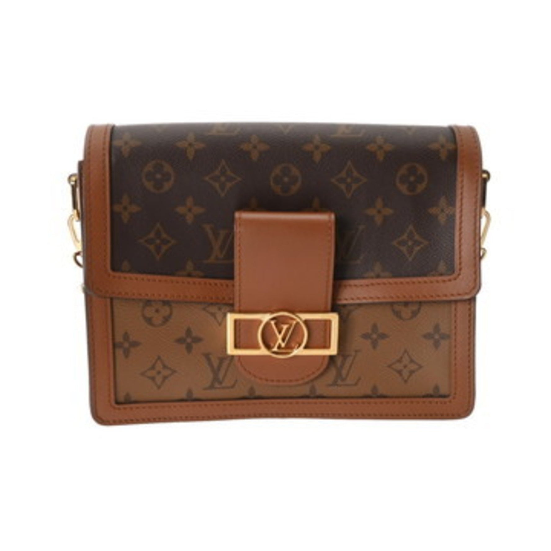 LOUIS VUITTON Monogram Reverse Dauphine MM (old model, brown) Canvas Shoulder Bag