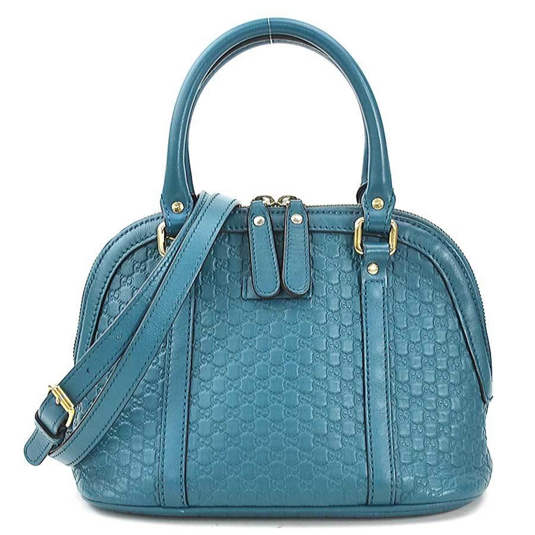 GUCCI Handbag Shoulder Bag Micro Guccissima Leather Teal Women's e59796a