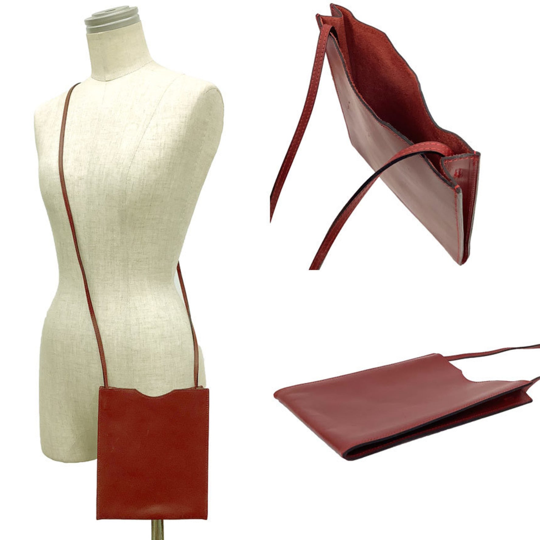 Hermes Onimetou Pochette Shoulder Bag Crossbody Box Calf Red