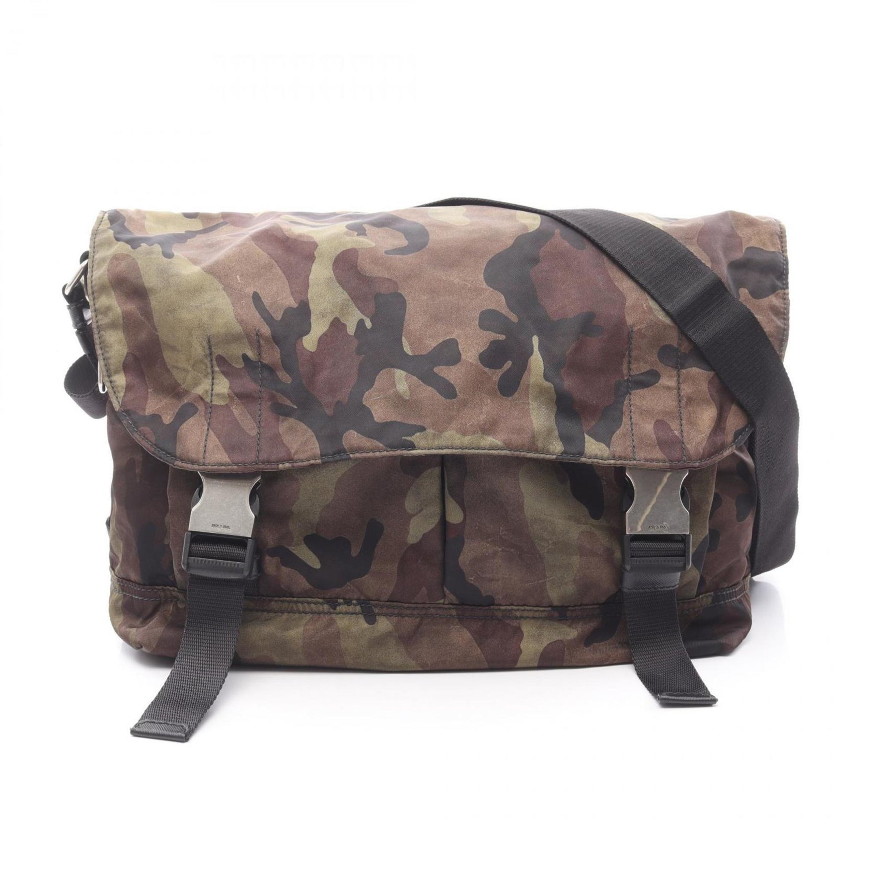 Prada Nylon Shoulder Bag in Khaki, Brown, and Black