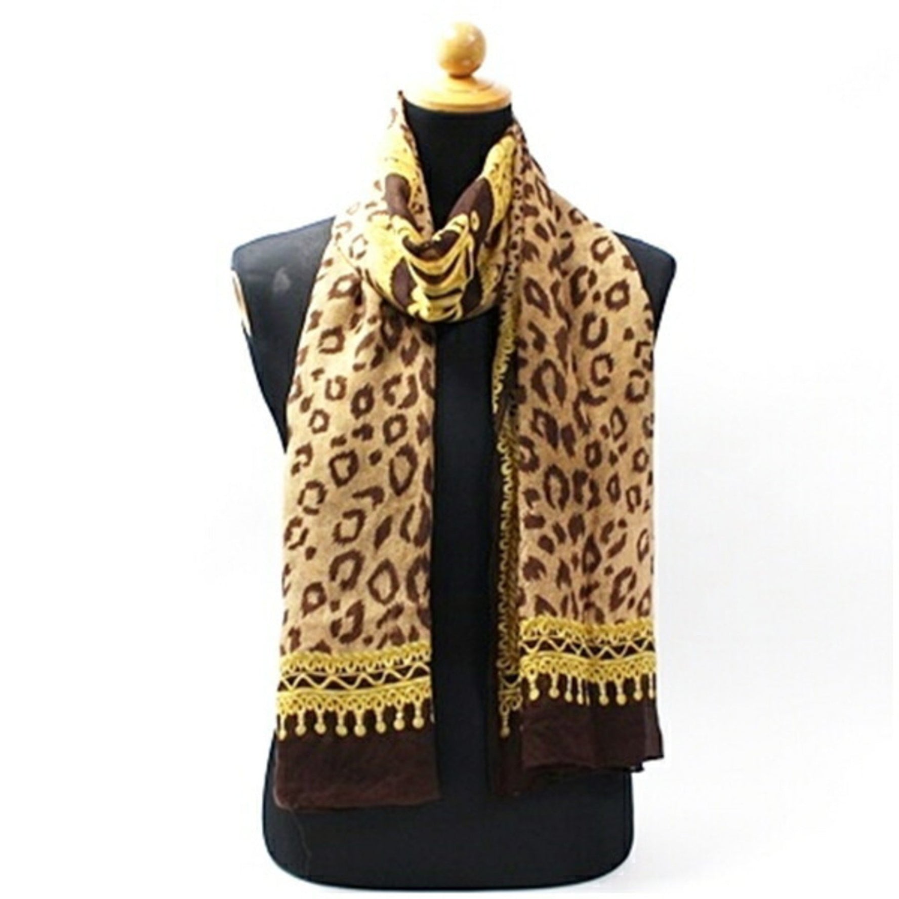 Christian Dior Large Stole/Scarf, Rectangular, Beige/Brown, Leopard Print