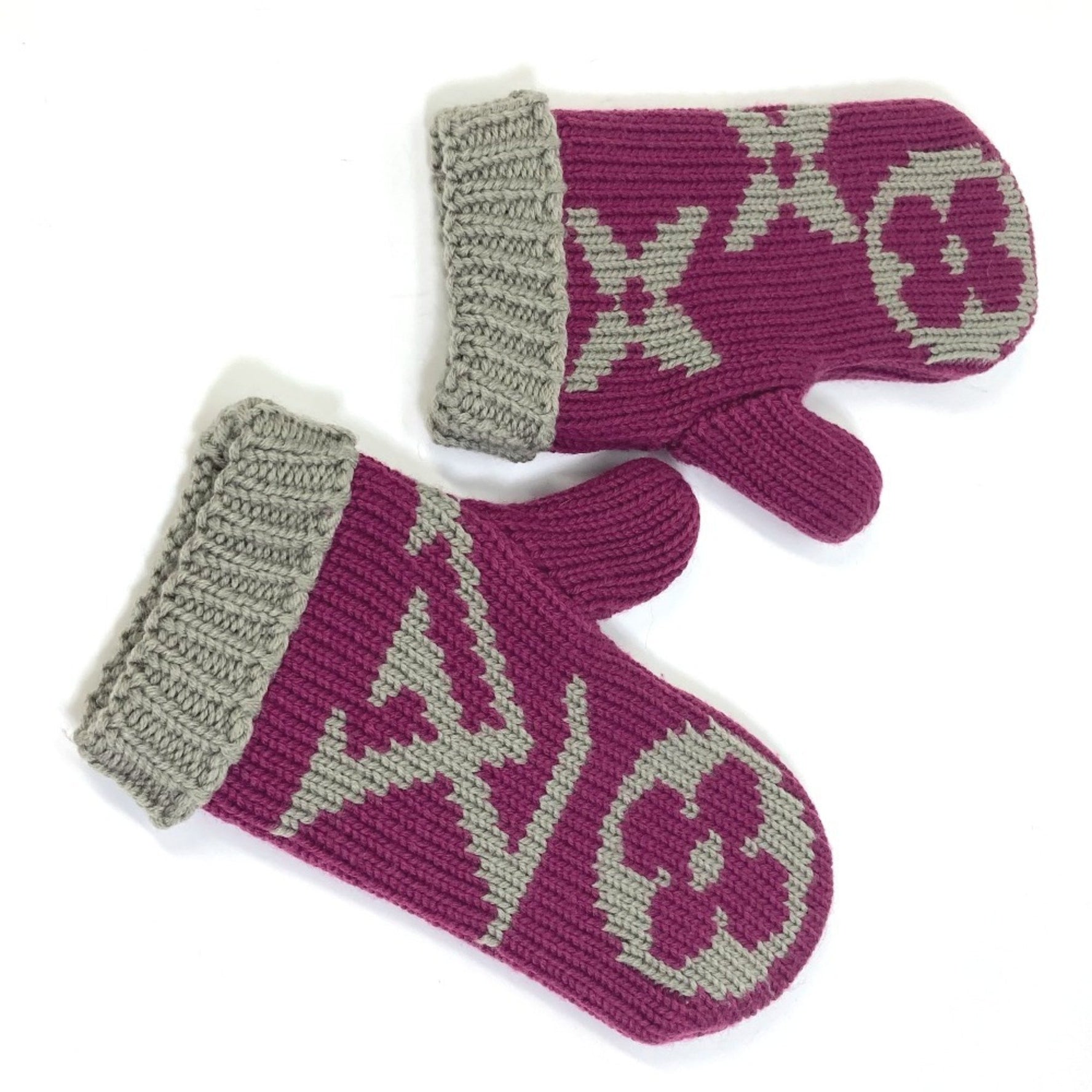 LOUIS VUITTON M72766 Monogram Knit Mittens, Maufort Grand Floor, Women's Wool Gloves, Cassis