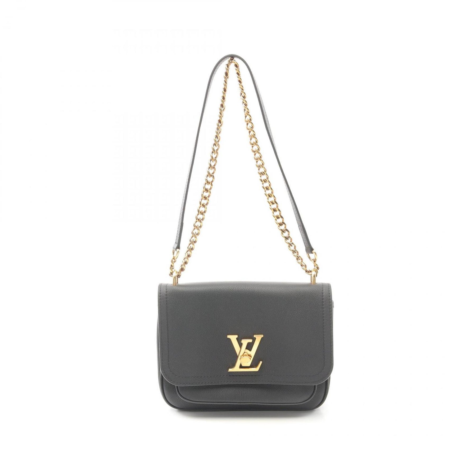Louis Vuitton Lockme Chain Shoulder Bag, Leather, Black