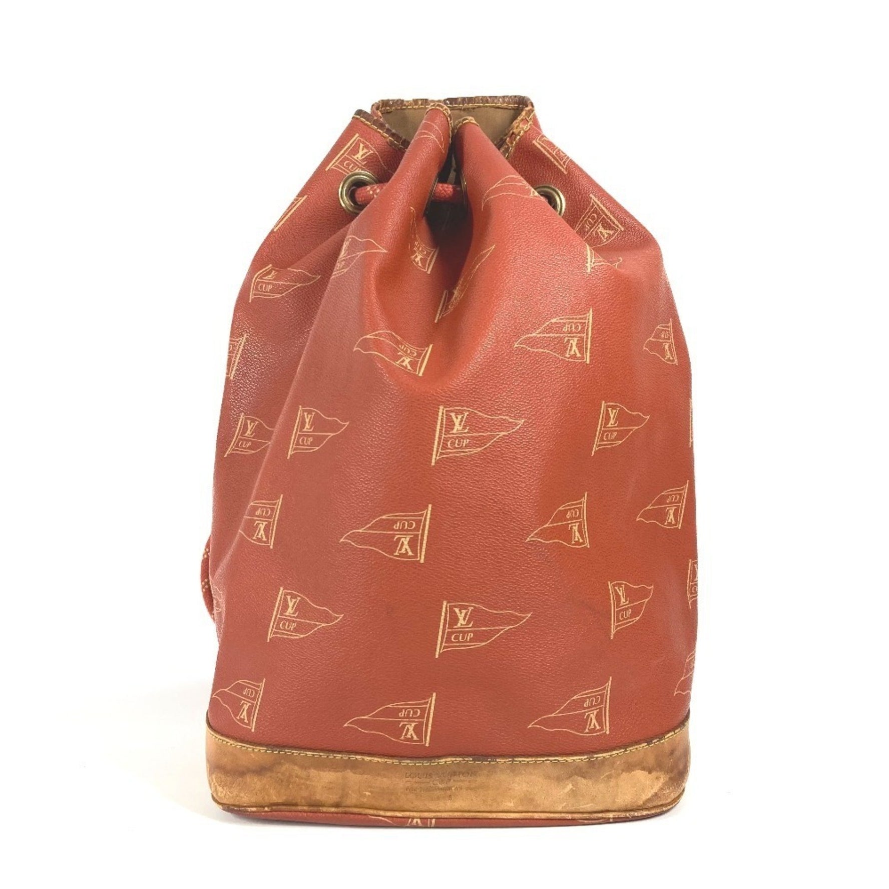 Louis Vuitton Cup 95 LVCUP Saint-Tropez Bag Shoulder Drawstring Leather Canvas Abogany
