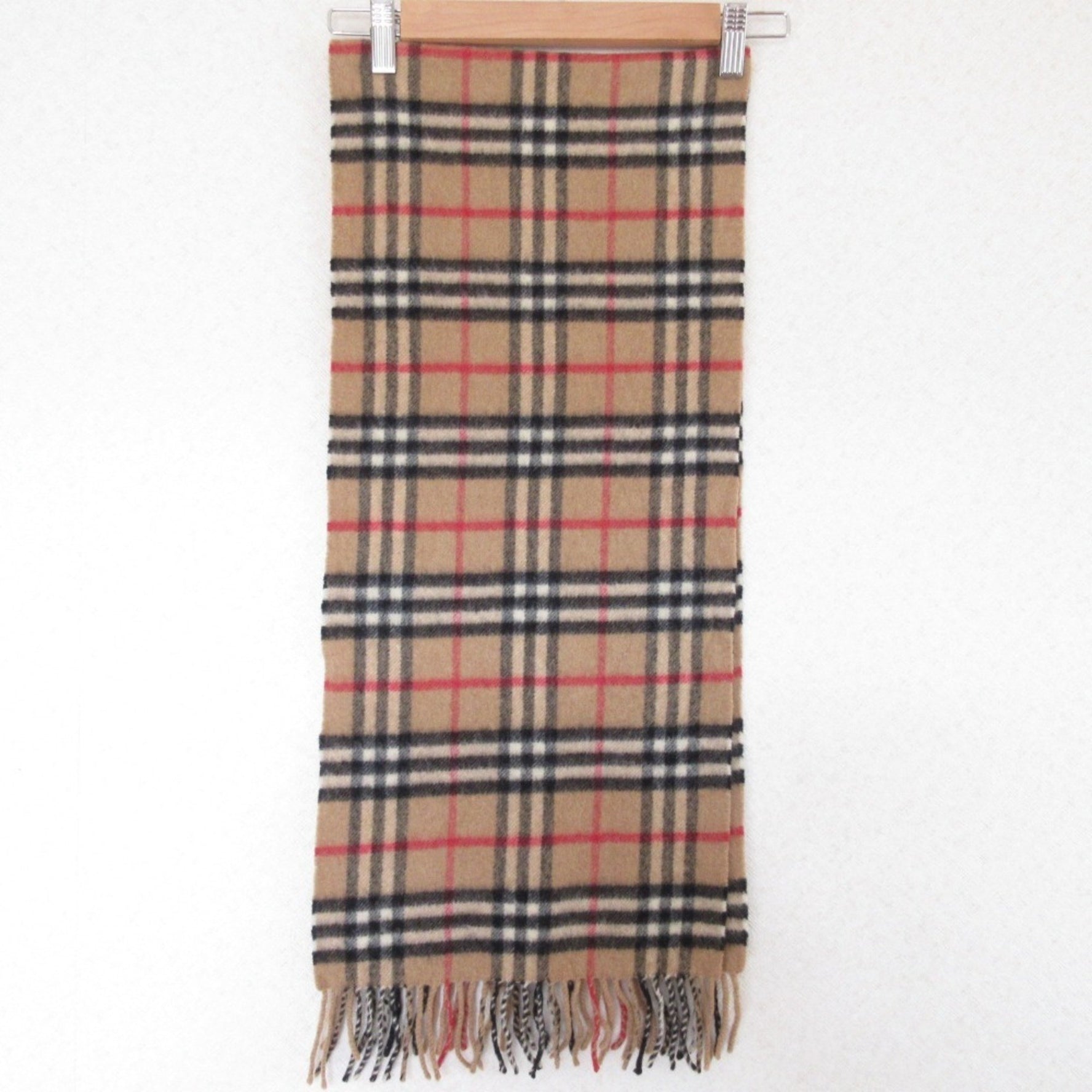 BURBERRY Vintage 100% Cashmere Nova Check Pattern Fringe Scarf Stole/Scarf Brown Women's