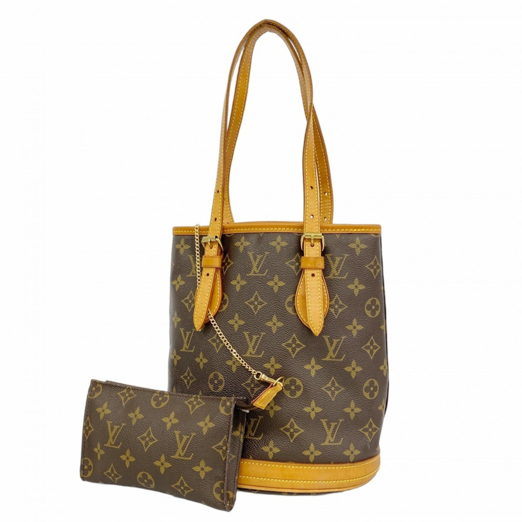 Louis Vuitton Monogram Bucket PM Tote Bag M42238 Brown Women's