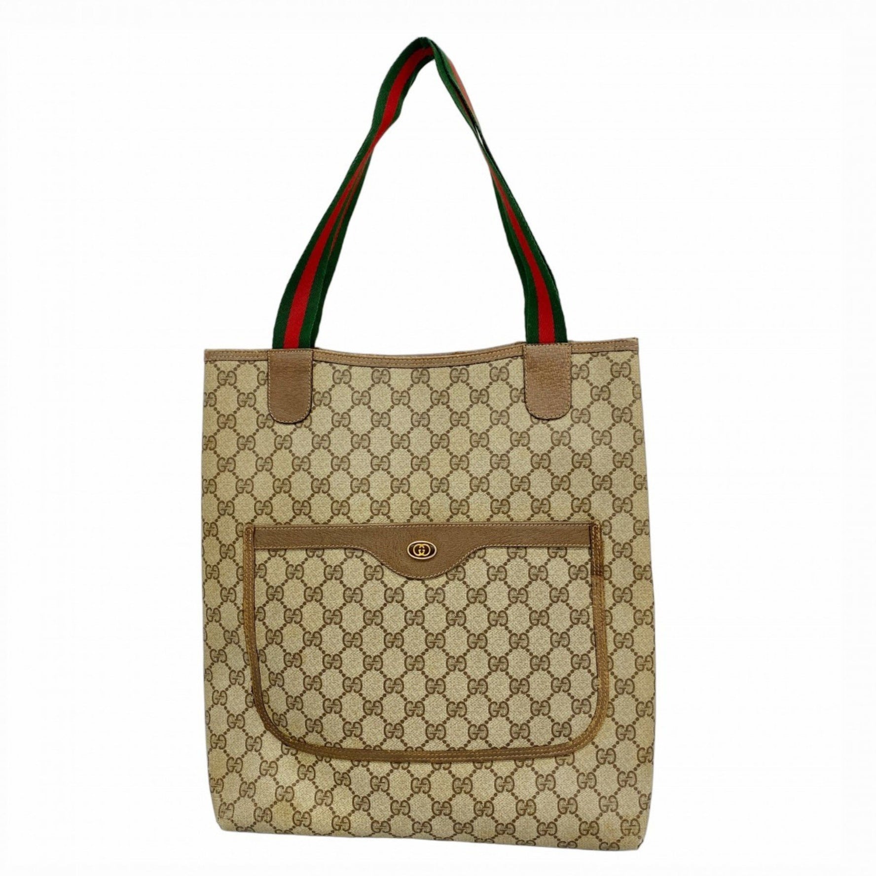 Gucci GG Supreme Sherry Line Tote Bag, Size 39 02 003, Beige/Brown, Women's
