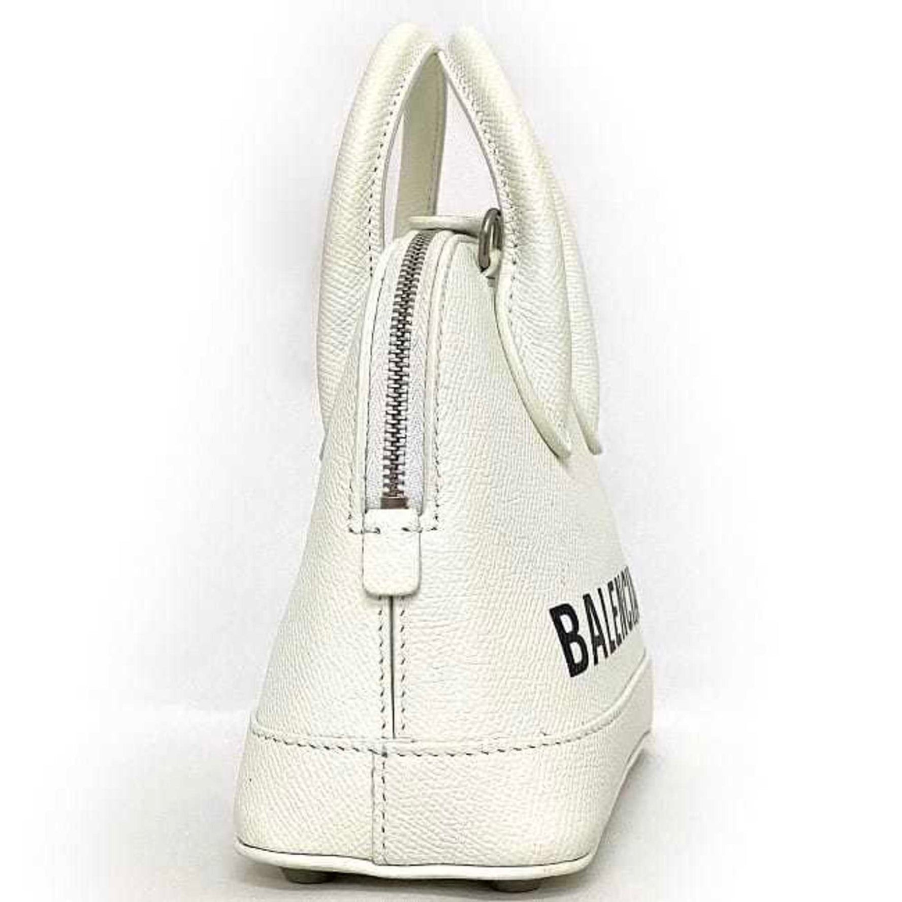 Balenciaga 2way Bag Ville Small XXS White Black Everyday Shoulder Handbag Leather BALENCIAGA Print Compact