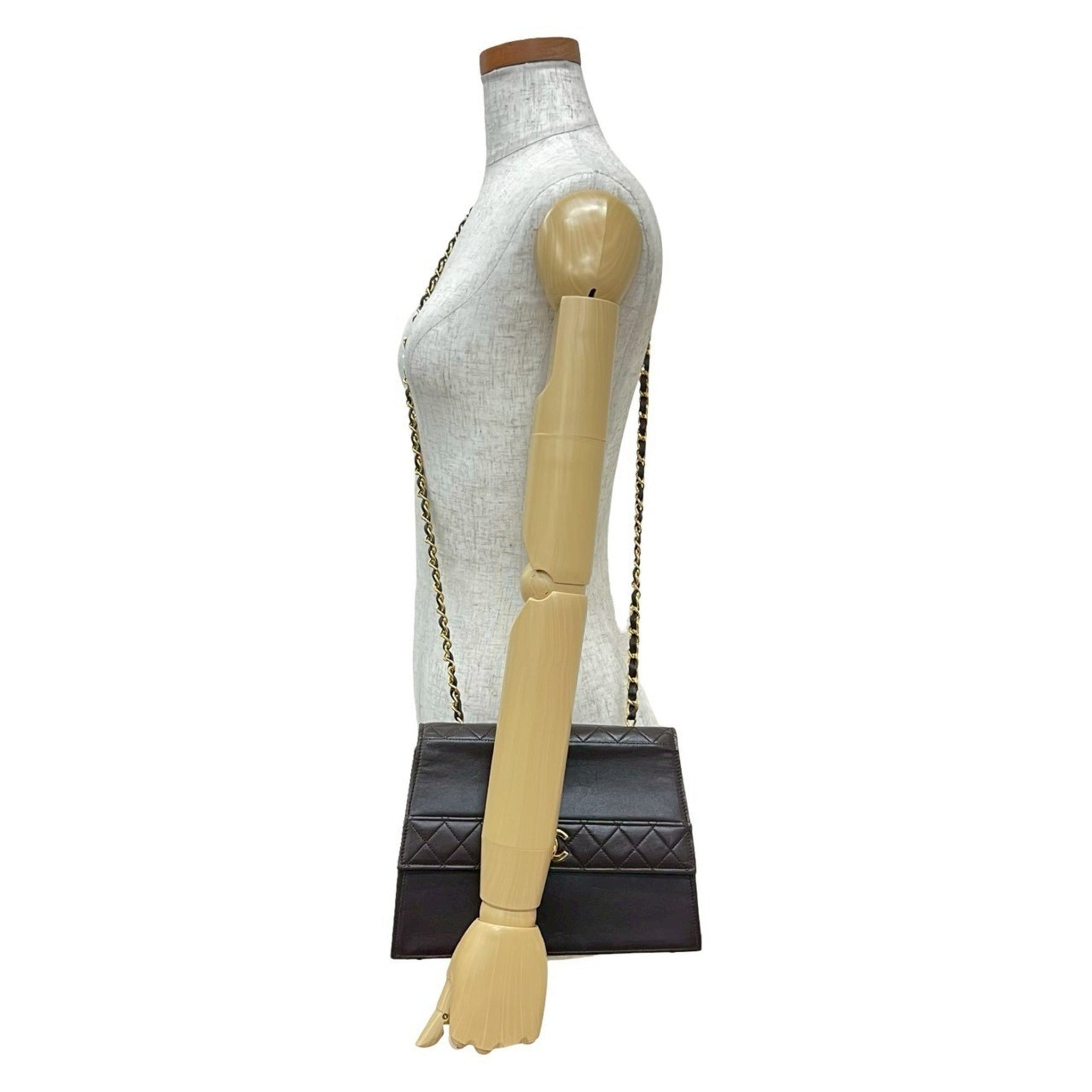 CHANEL Matelasse Coco Mark Lambskin Leather Turnlock Chain Shoulder Bag