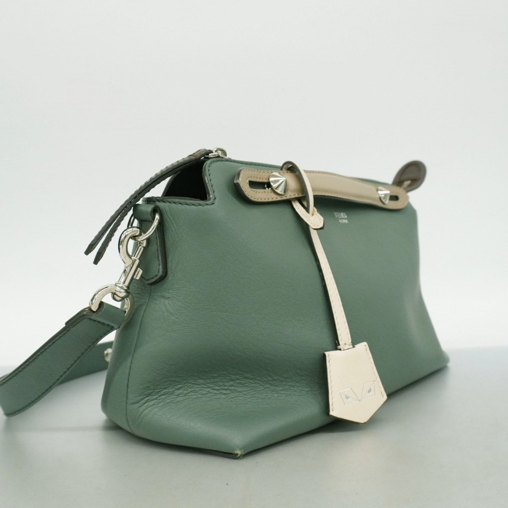 Fendi By the Way Leather Handbag in Green and Beige, Bag