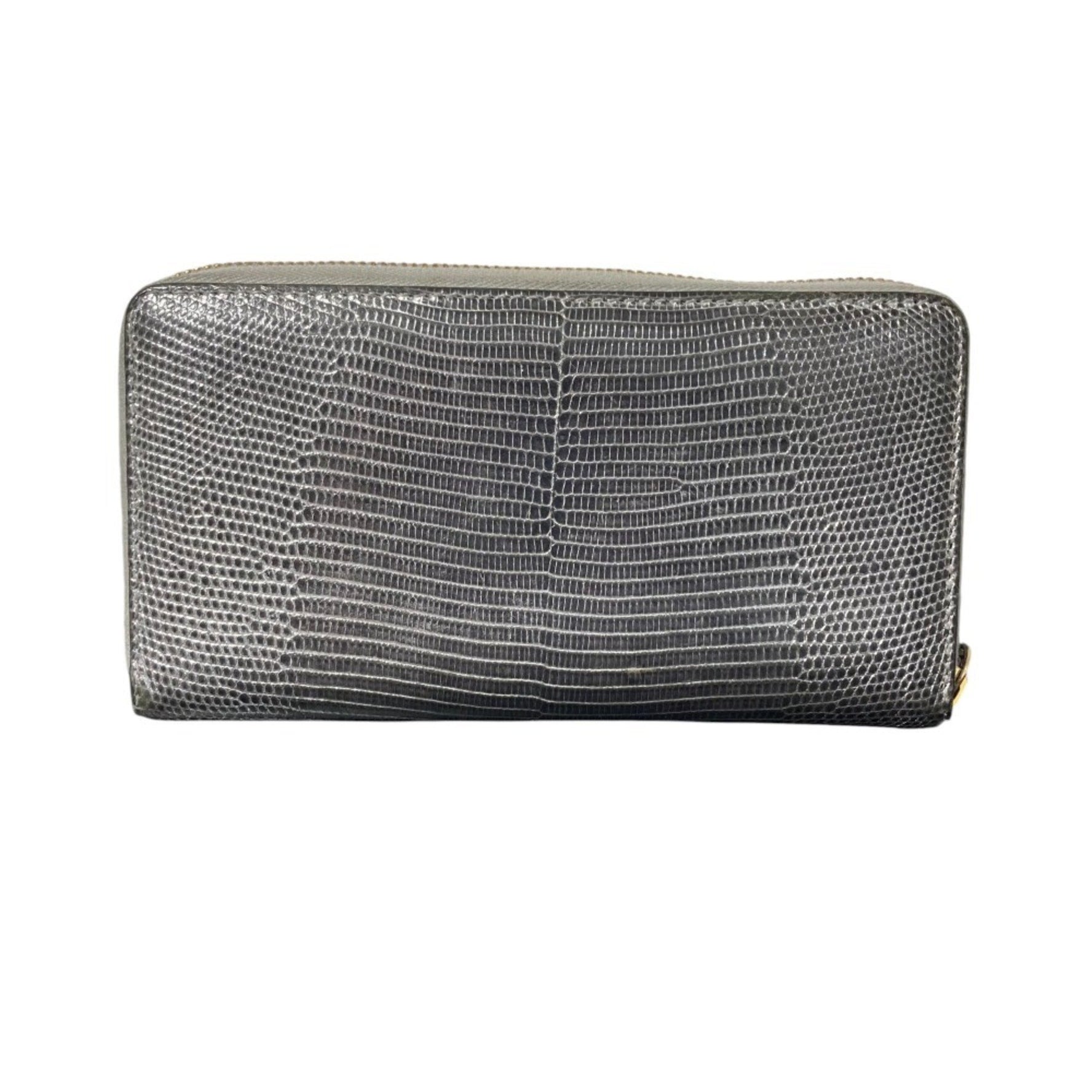 GUCCI Embossed Leather GG Marmont Long Wallet Silver