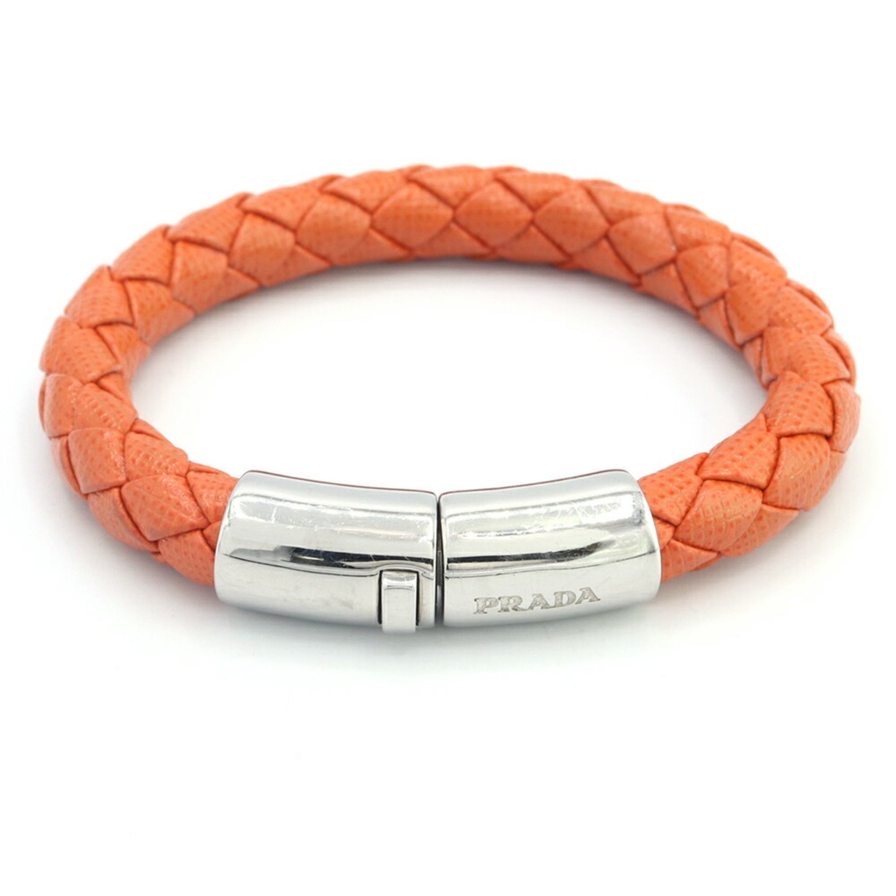 Prada bracelet orange leather bangle women's men's PRADA